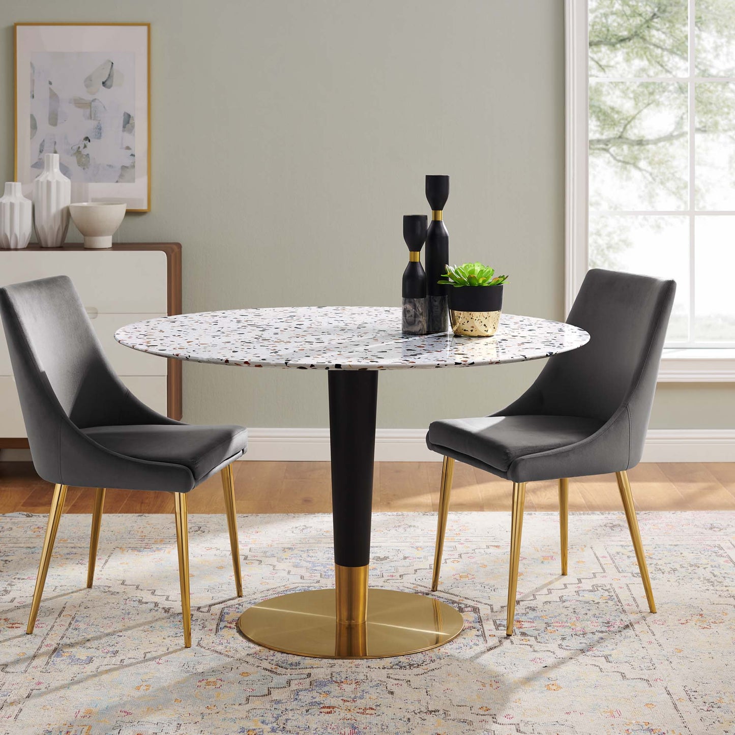 Zinque 47" Round Terrazzo Dining Table