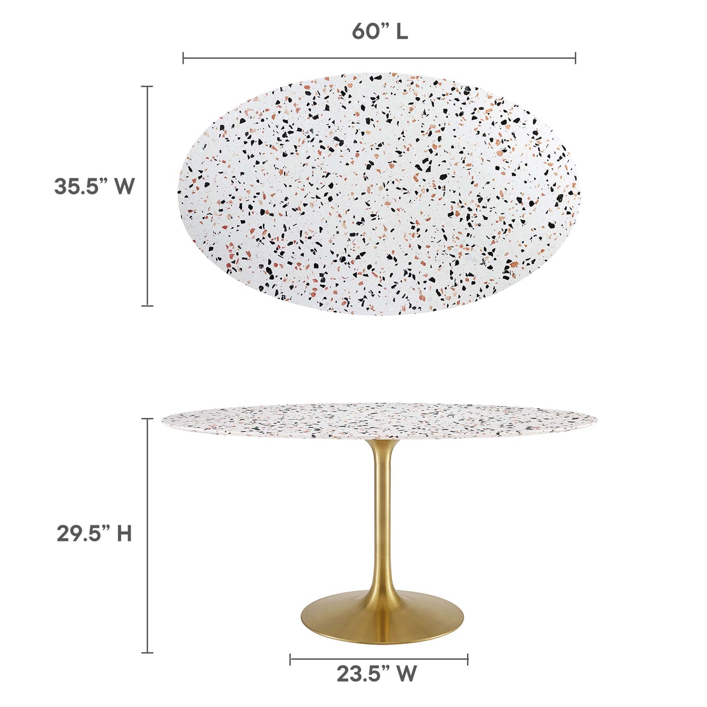 Lippa 60" Oval Terrazzo Dining Table