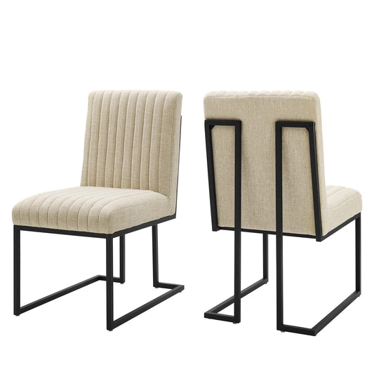 Indulge Channel Tufted Fabric Dining Chairs Set of 2