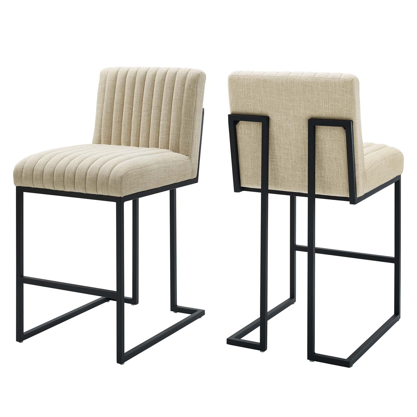 Lot de 2 tabourets de bar en tissu capitonné Indulge Channel par Modway