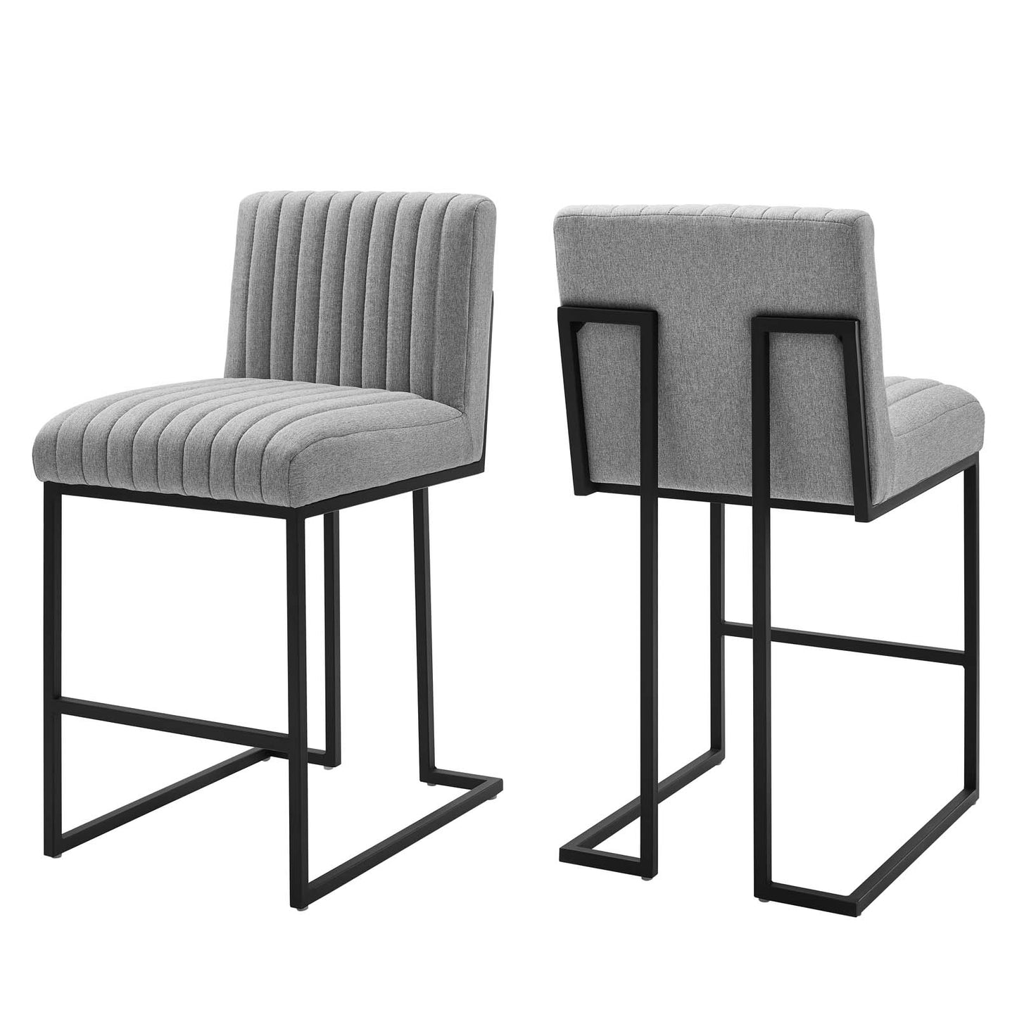 Lot de 2 tabourets de bar en tissu capitonné Indulge Channel par Modway