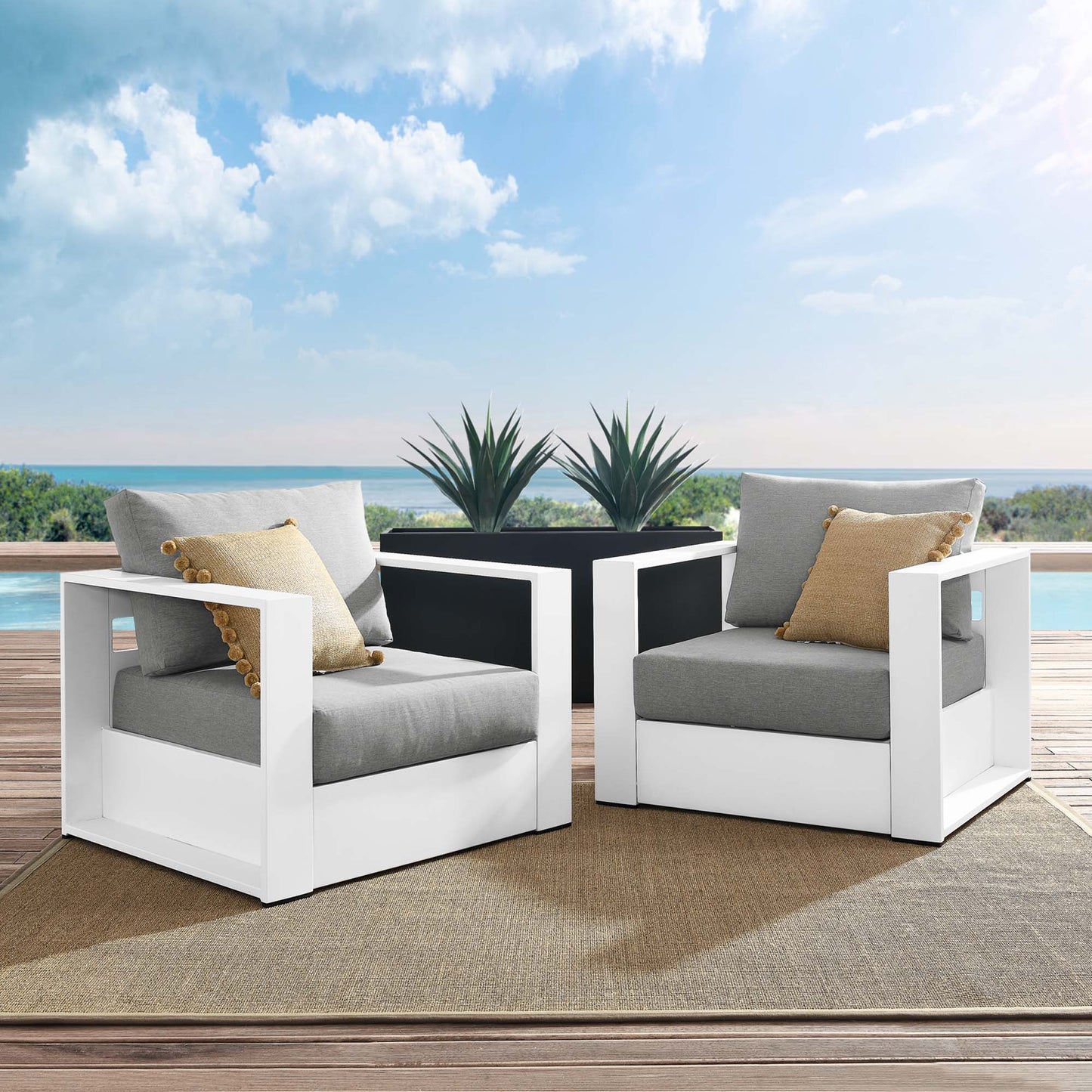 Tahoe 2-Piece Outdoor Patio Powder-Coated Aluminum Armchair Set