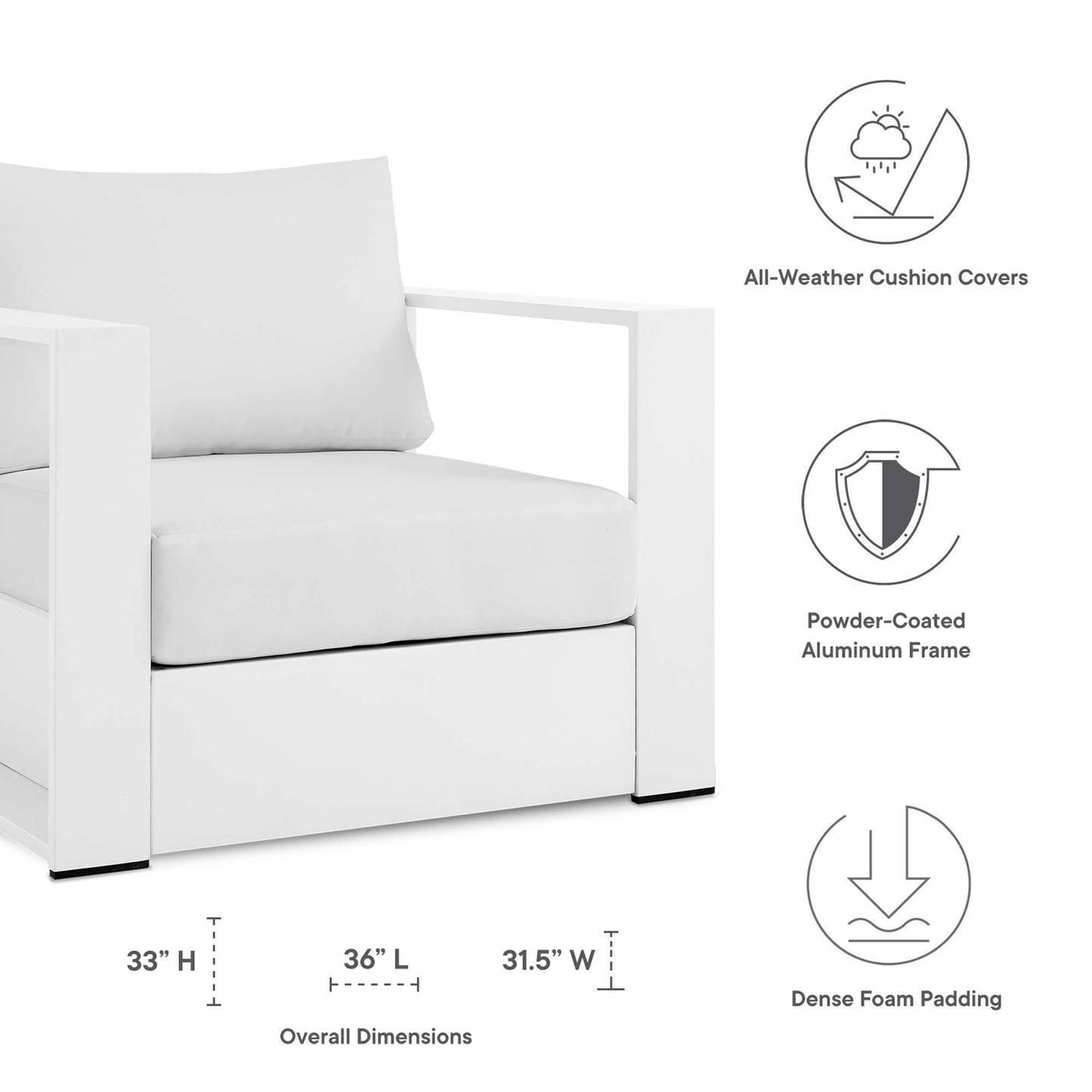 Tahoe 2-Piece Outdoor Patio Powder-Coated Aluminum Armchair Set