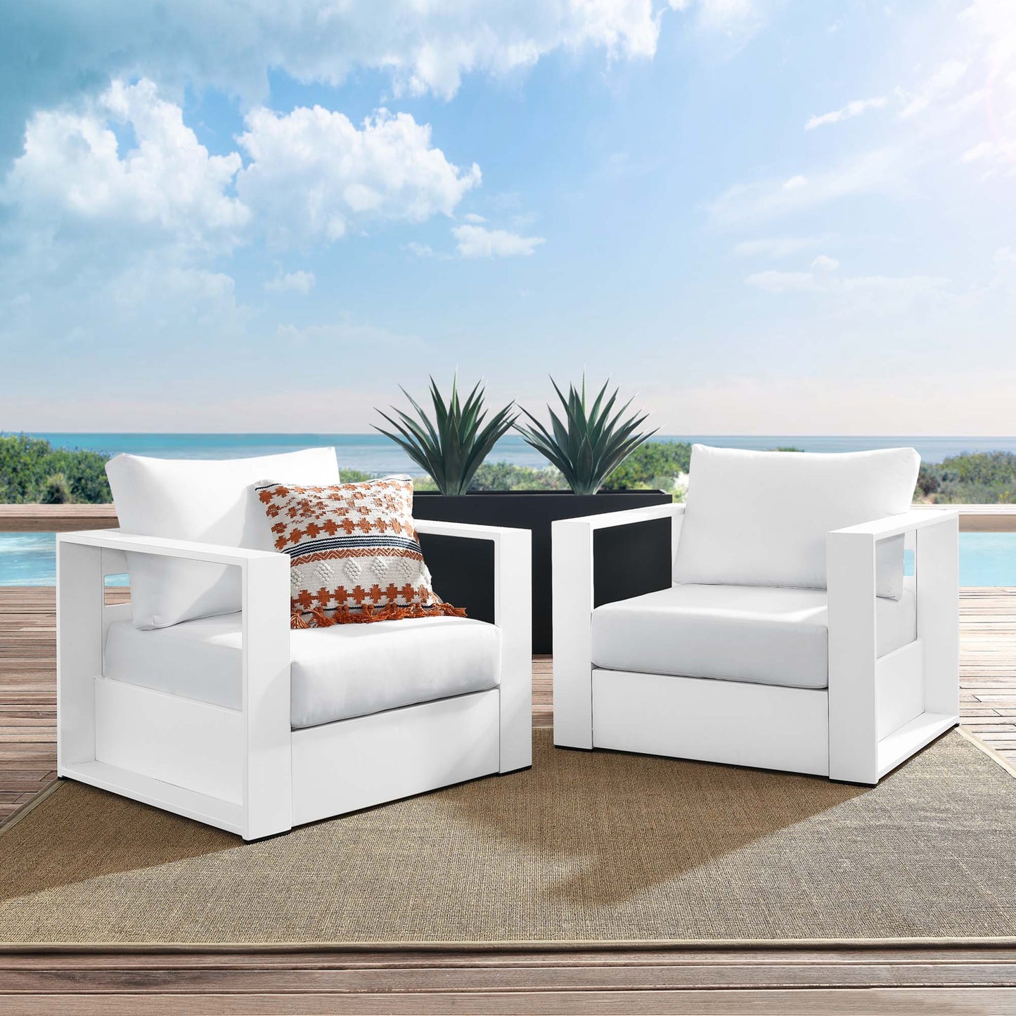 Tahoe 2-Piece Outdoor Patio Powder-Coated Aluminum Armchair Set