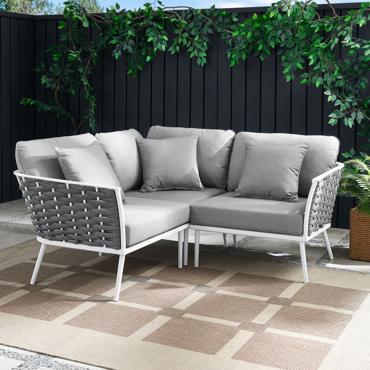 Stance Outdoor Patio Aluminum Small Sectional Sofa