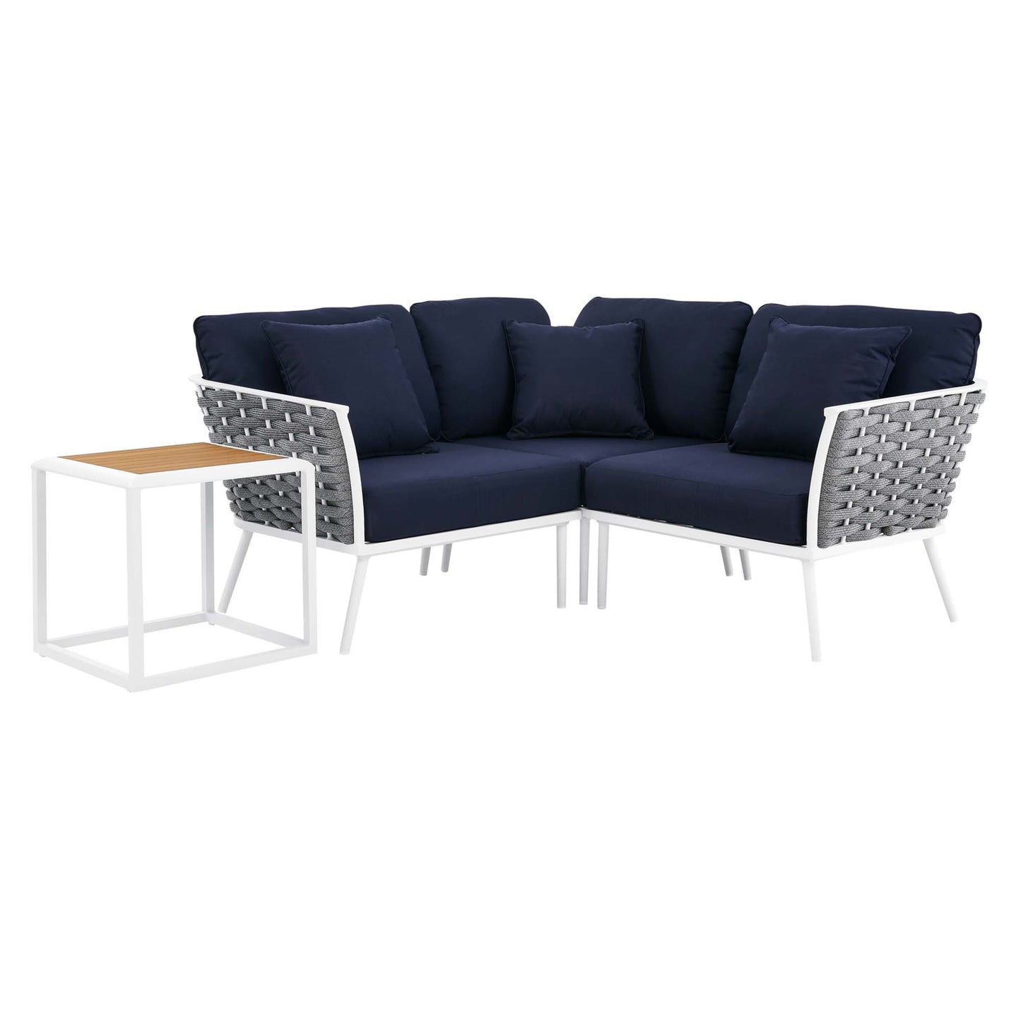 Stance 4 Piece Outdoor Patio Aluminum Sectional Sofa Set