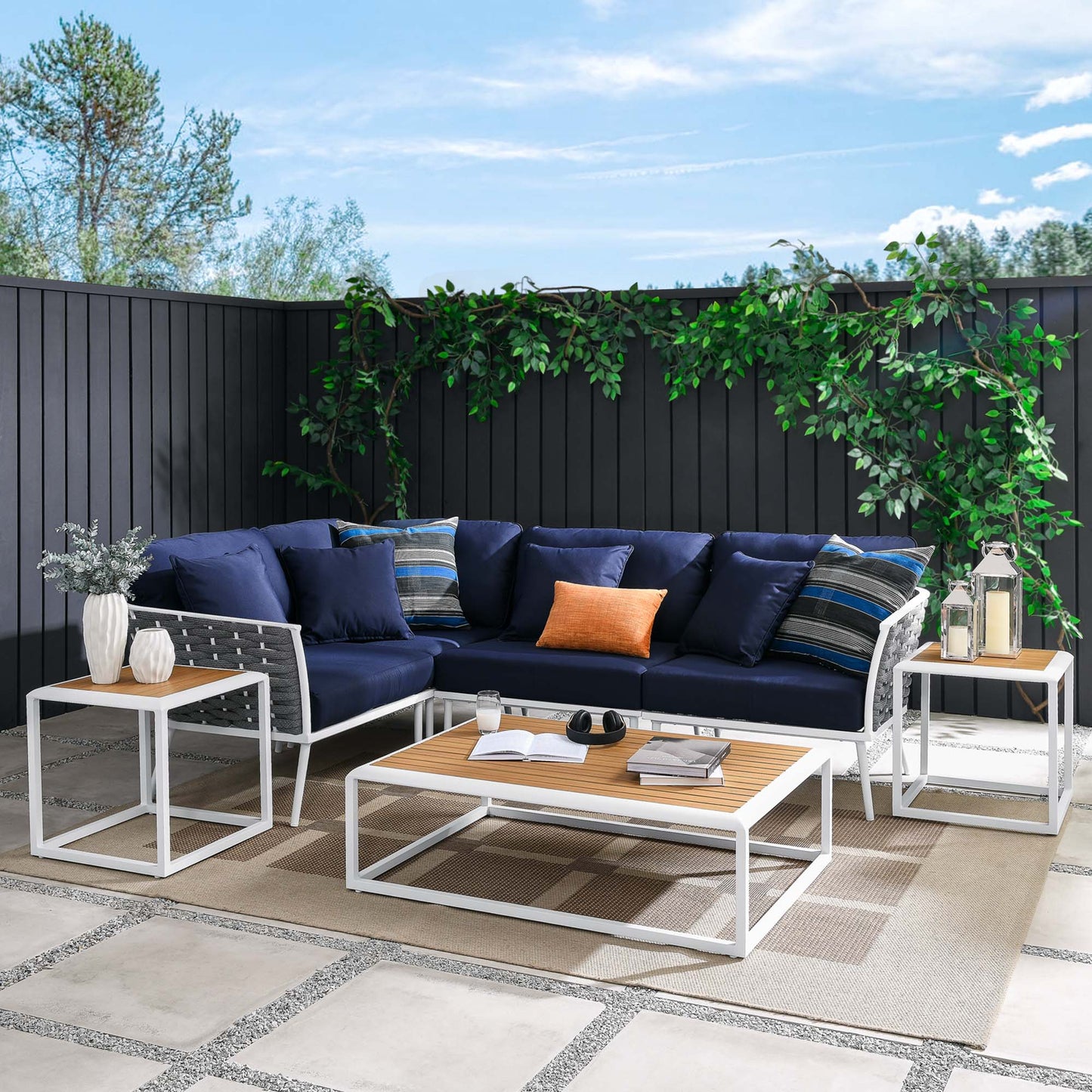 Stance 7 Piece Outdoor Patio Aluminum Sectional Sofa Set