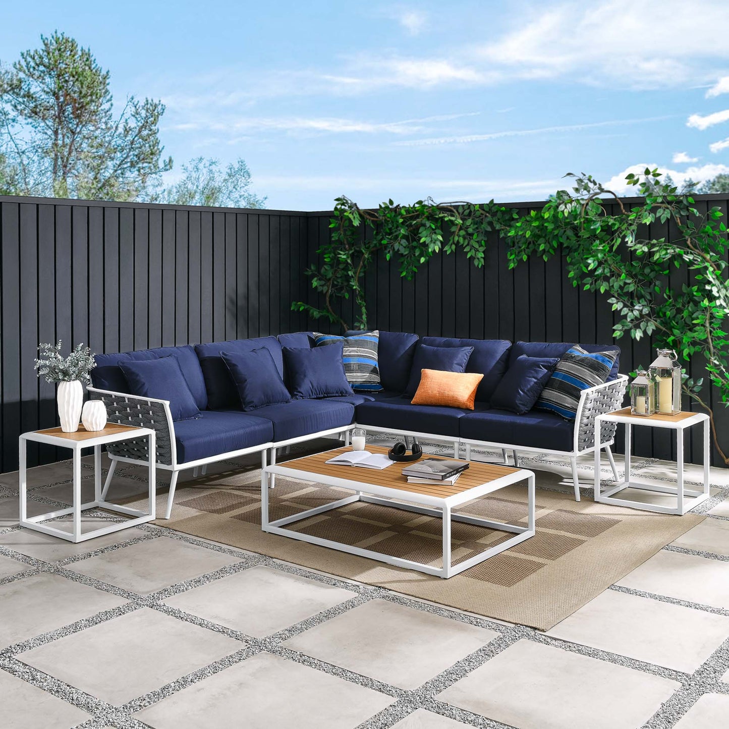 Stance 8 Piece Outdoor Patio Aluminum Sectional Sofa Set