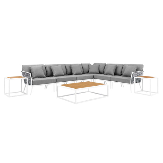 Stance 9 Piece Aluminum Outdoor Patio Aluminum Sectional Sofa Set