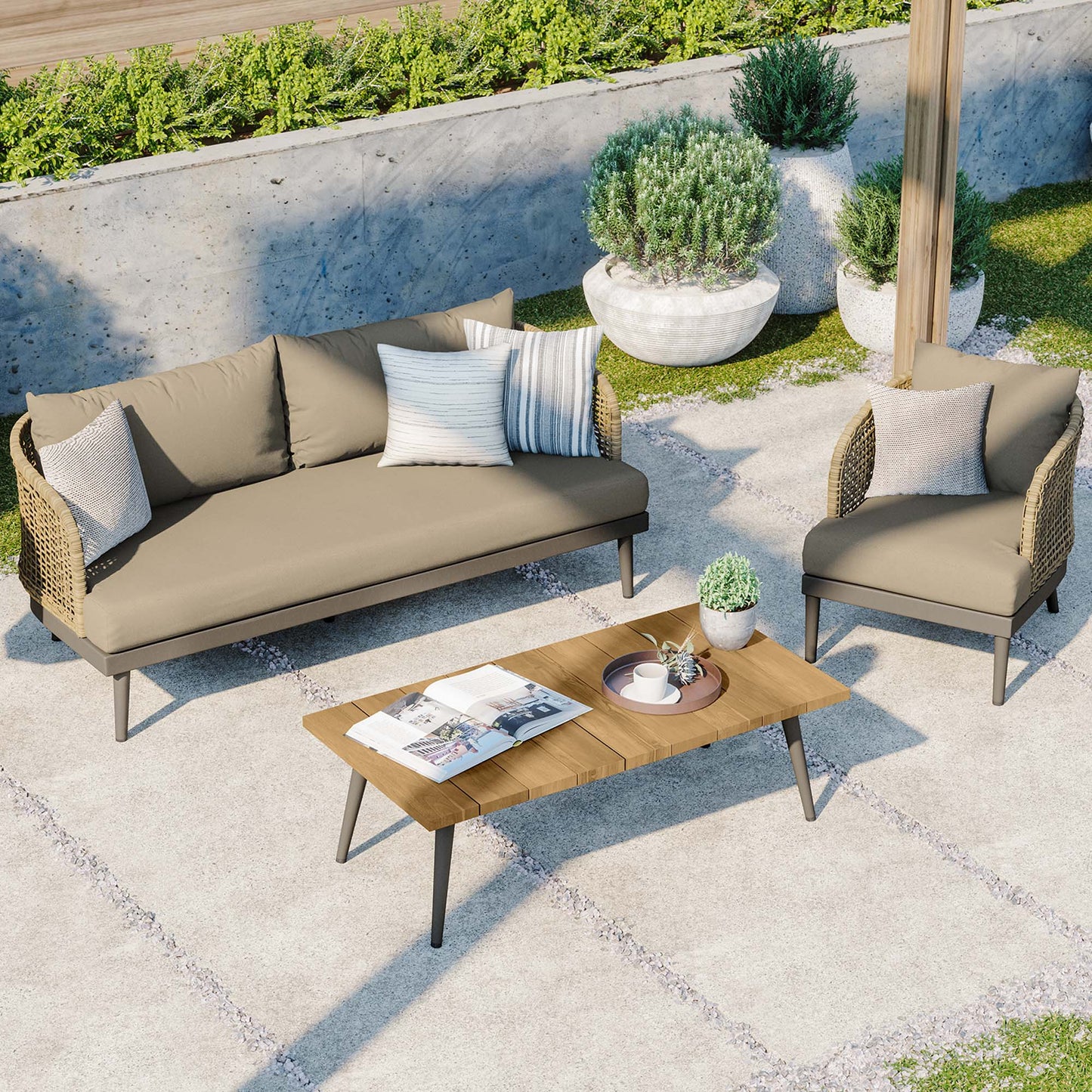 Ensemble de patio extérieur Meadow 3 pièces par Modway