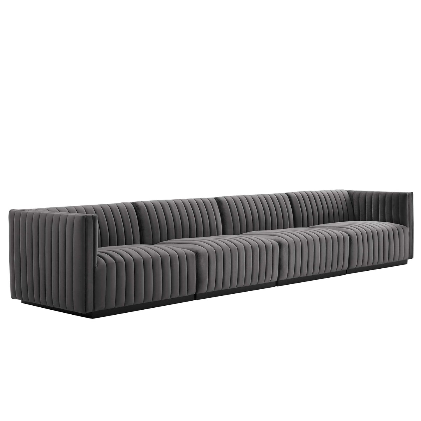 Conjure 4-Piece Channel Tufted Performance Velvet Sofa