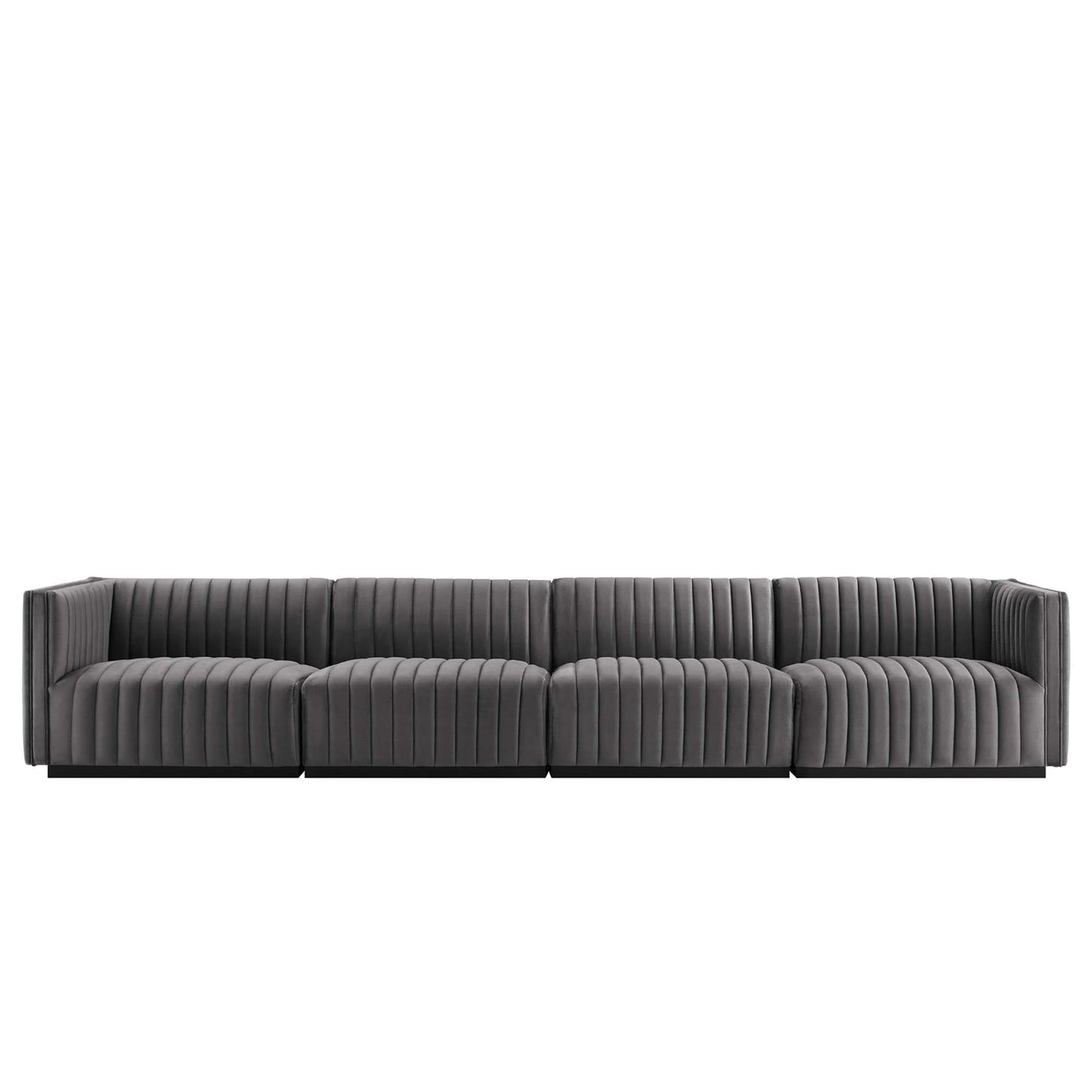 Conjure 4-Piece Channel Tufted Performance Velvet Sofa