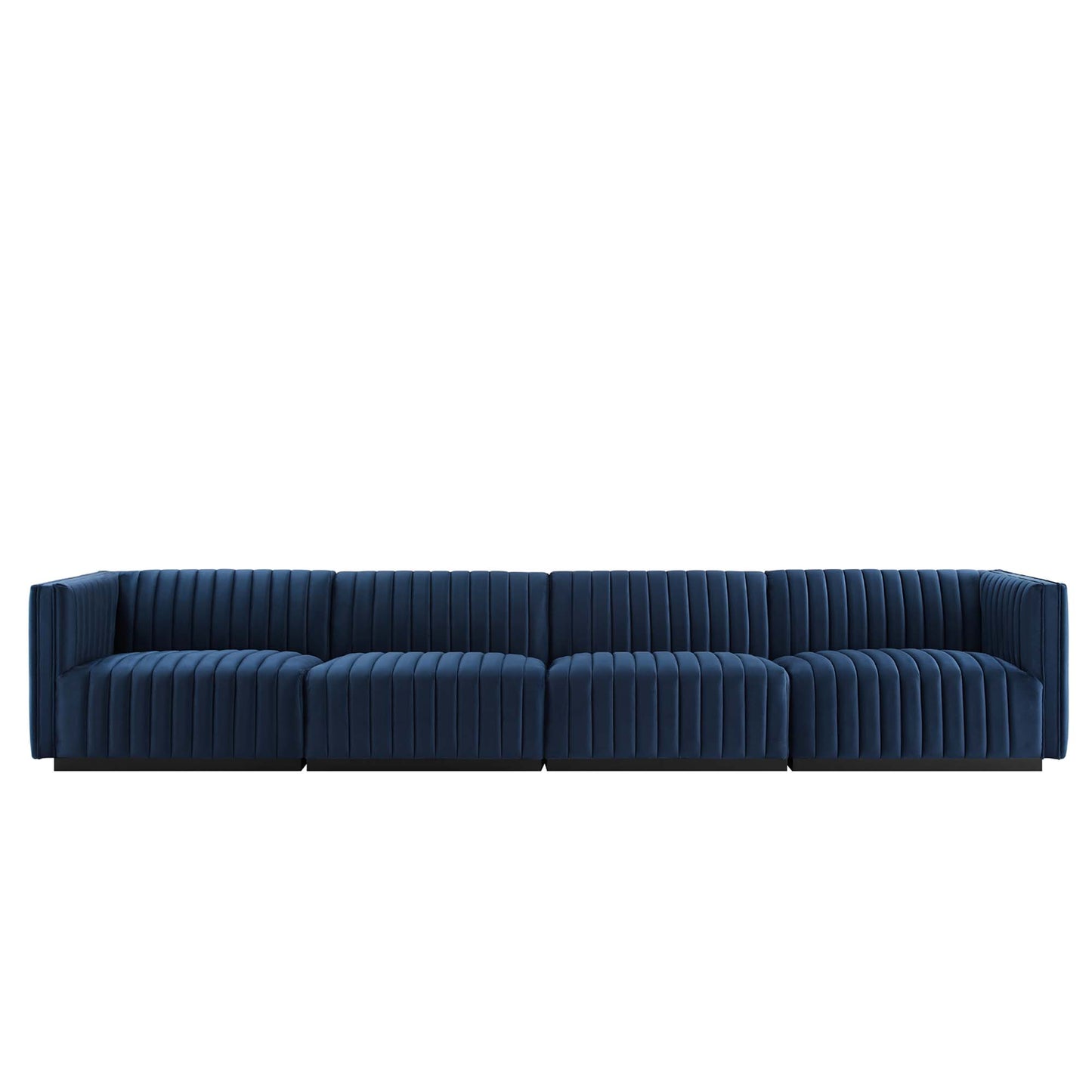 Conjure 4-Piece Channel Tufted Performance Velvet Sofa