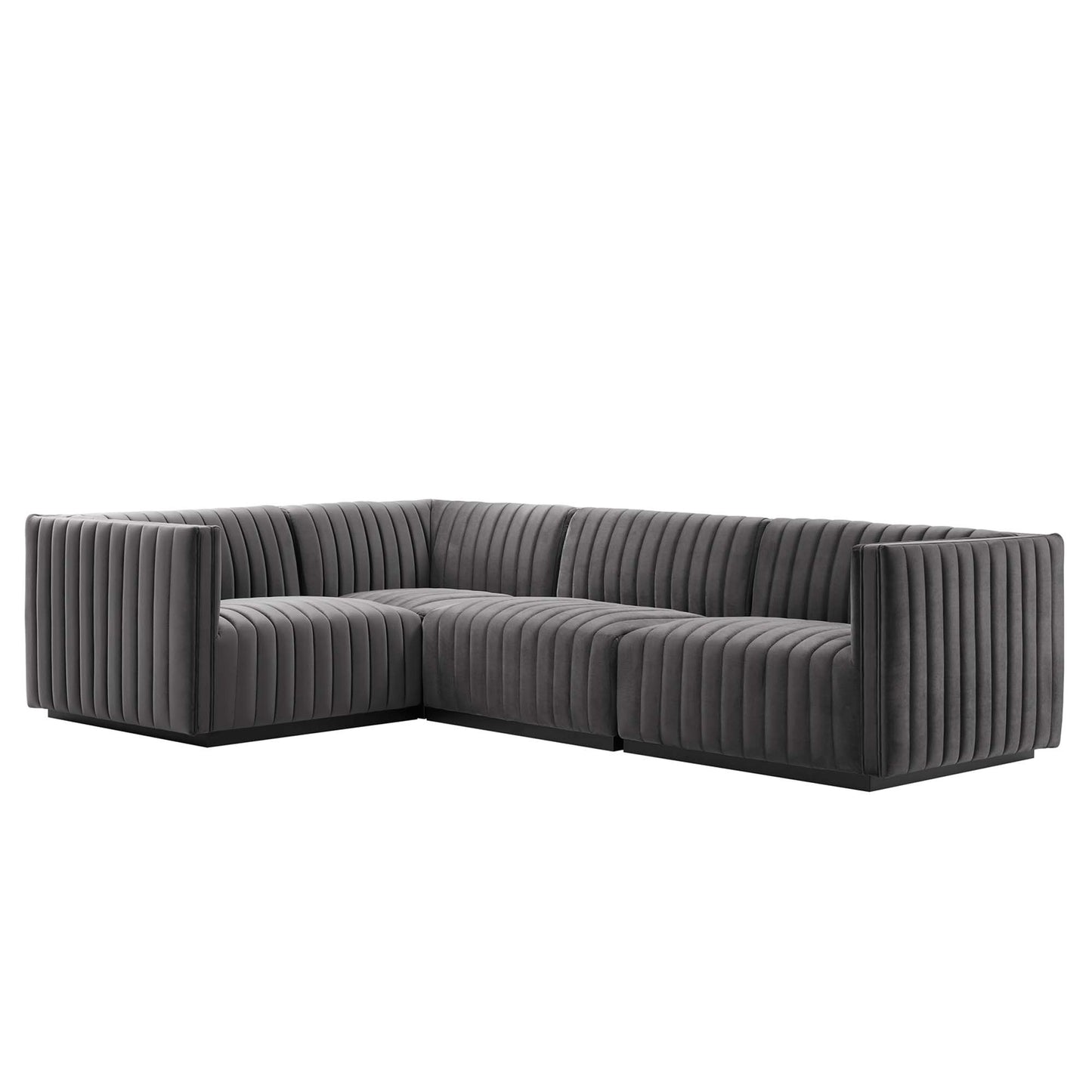 Conjure 4-Piece Channel Tufted Performance Velvet Sectional