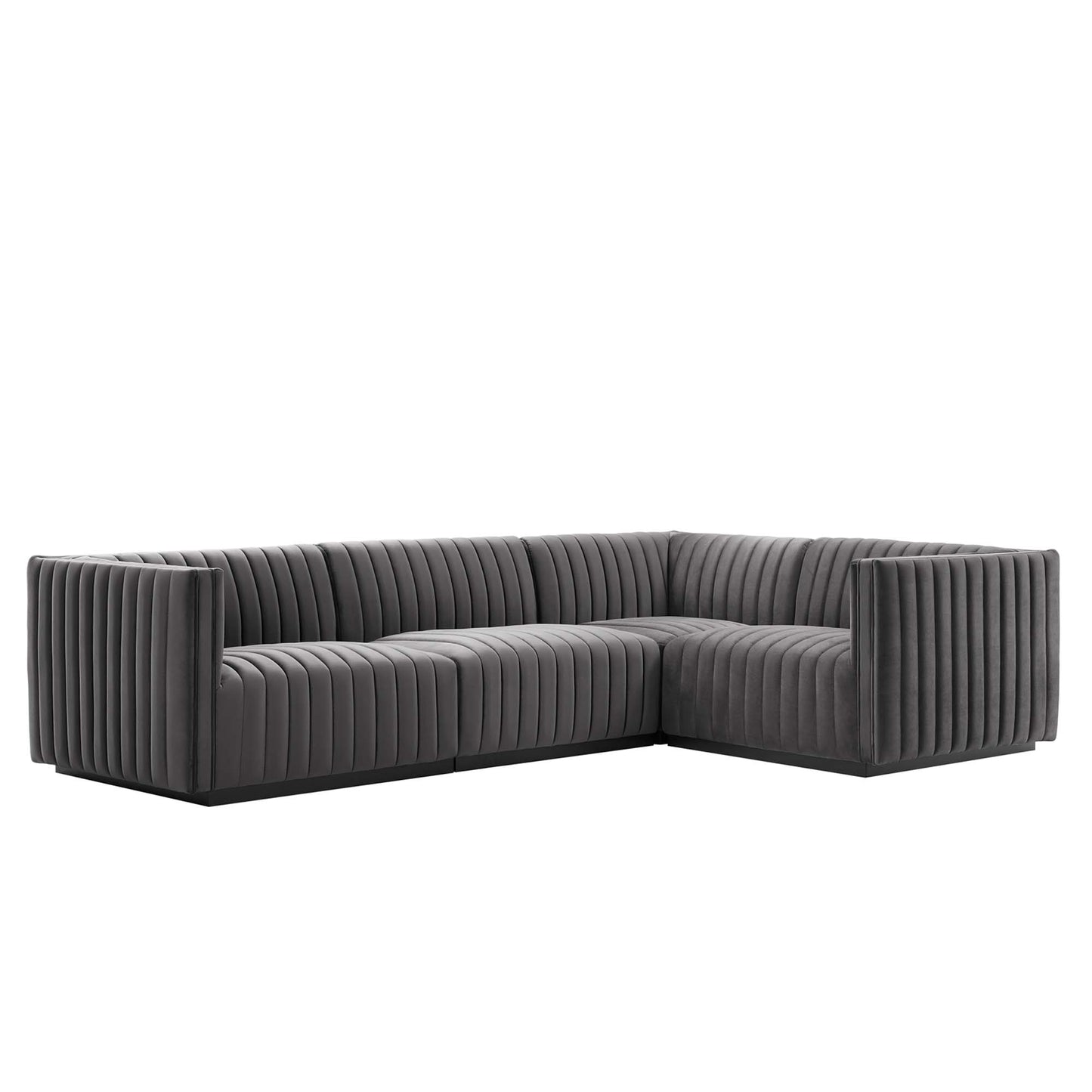 Conjure 4-Piece Channel Tufted Performance Velvet Sectional