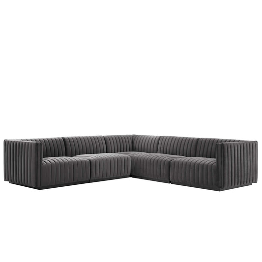 Conjure 5-Piece Channel Tufted Performance Velvet Sectional