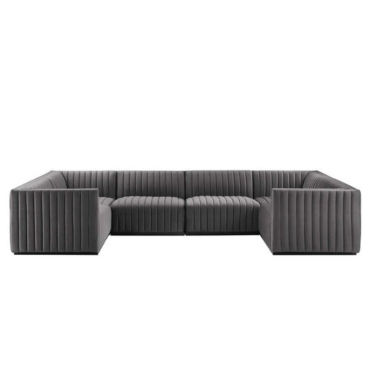 Conjure 6-Piece Channel Tufted Performance Velvet Sectional