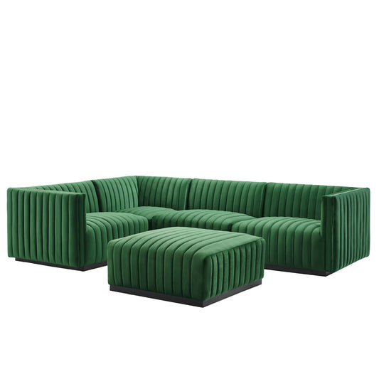 Conjure 5-Piece Channel Tufted Performance Velvet Sectional