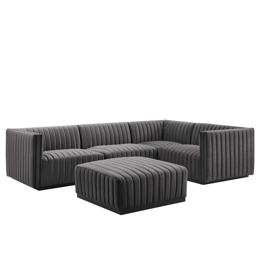 Conjure 5-Piece Channel Tufted Performance Velvet Sectional