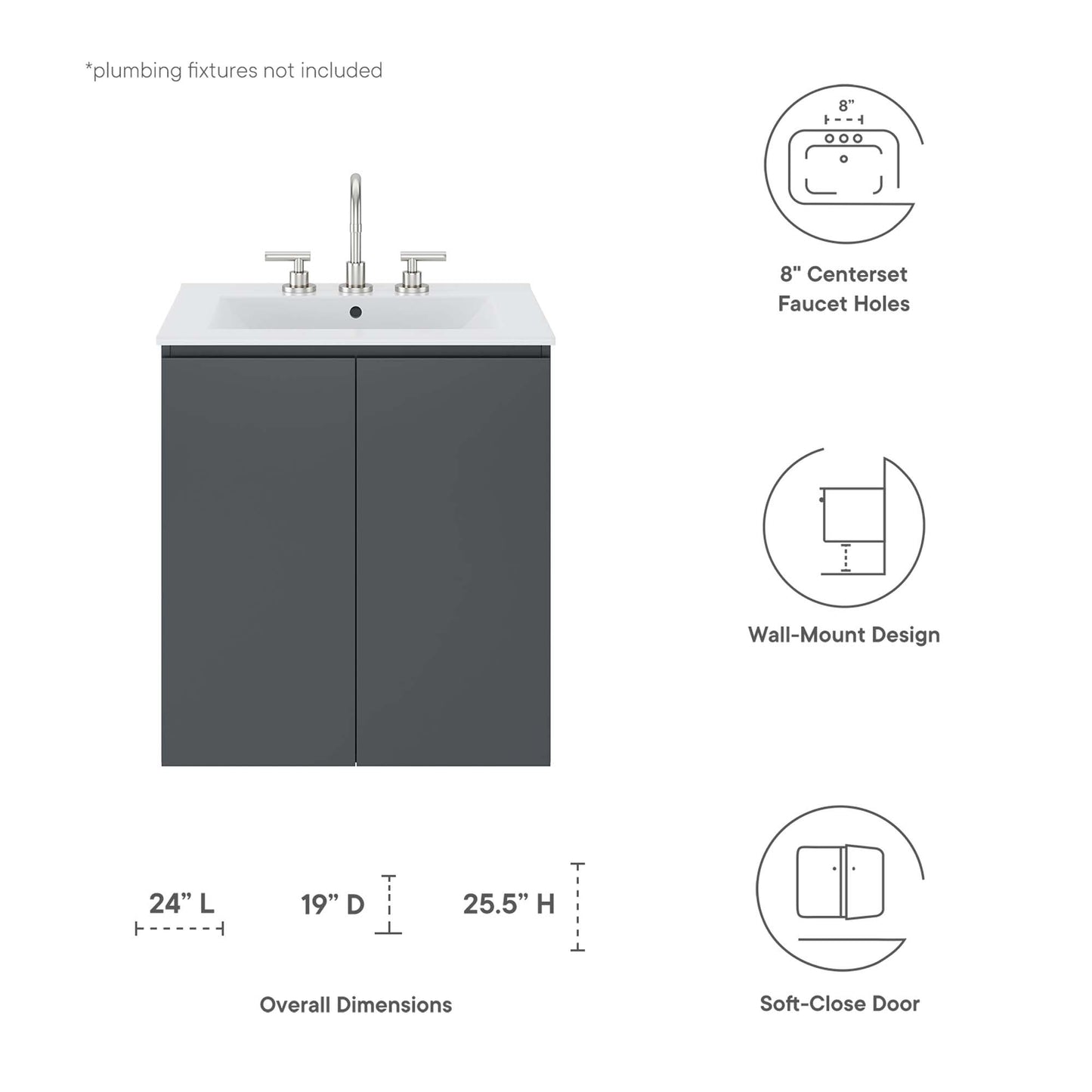 Mueble de baño de pared Bryn de 24" de Modway