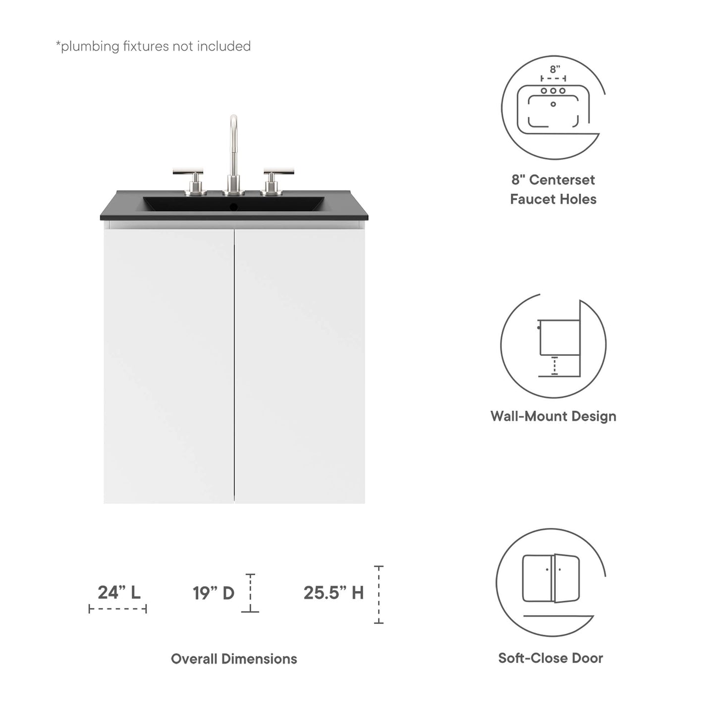 Mueble de baño de pared Bryn de 24" de Modway