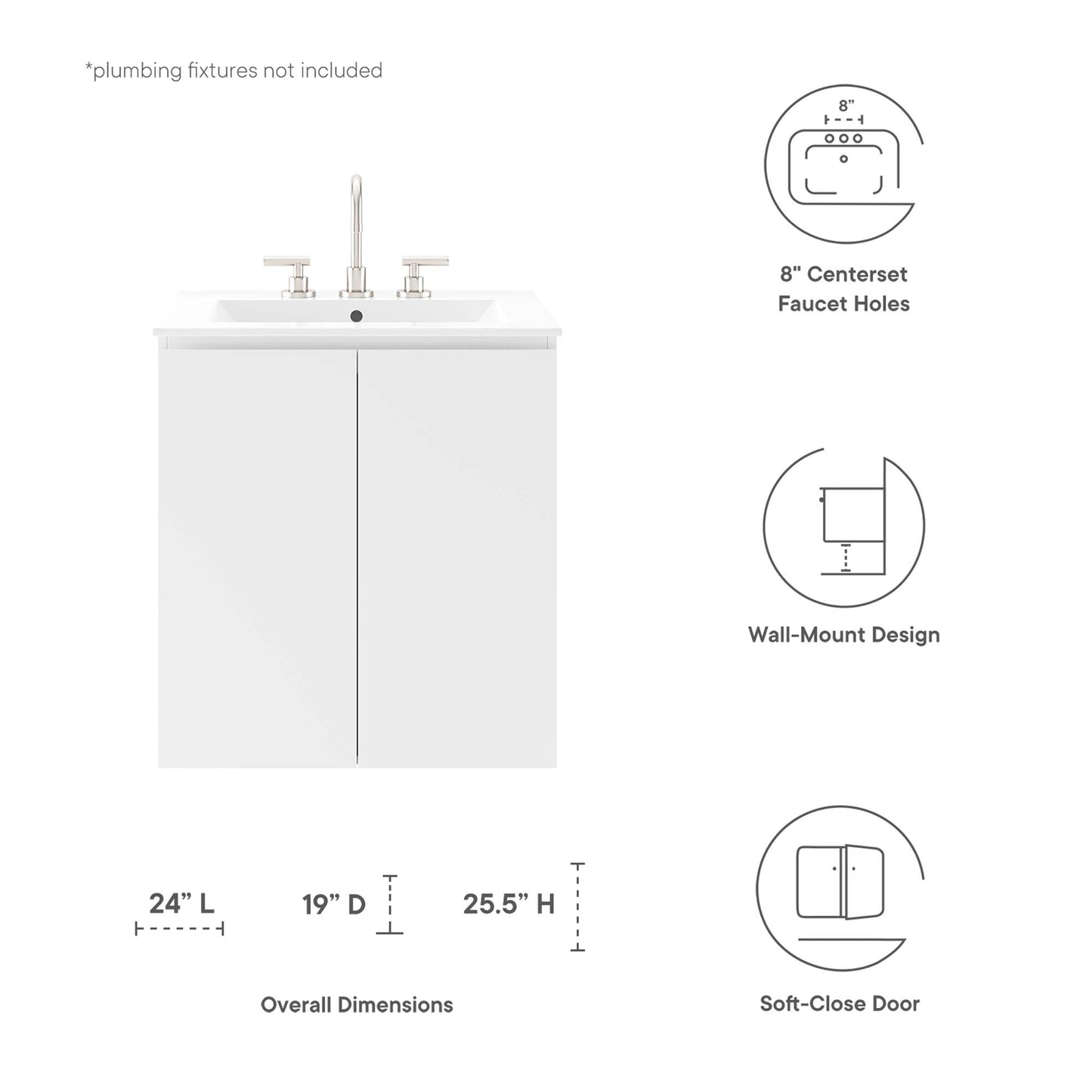 Mueble de baño de pared Bryn de 24" de Modway