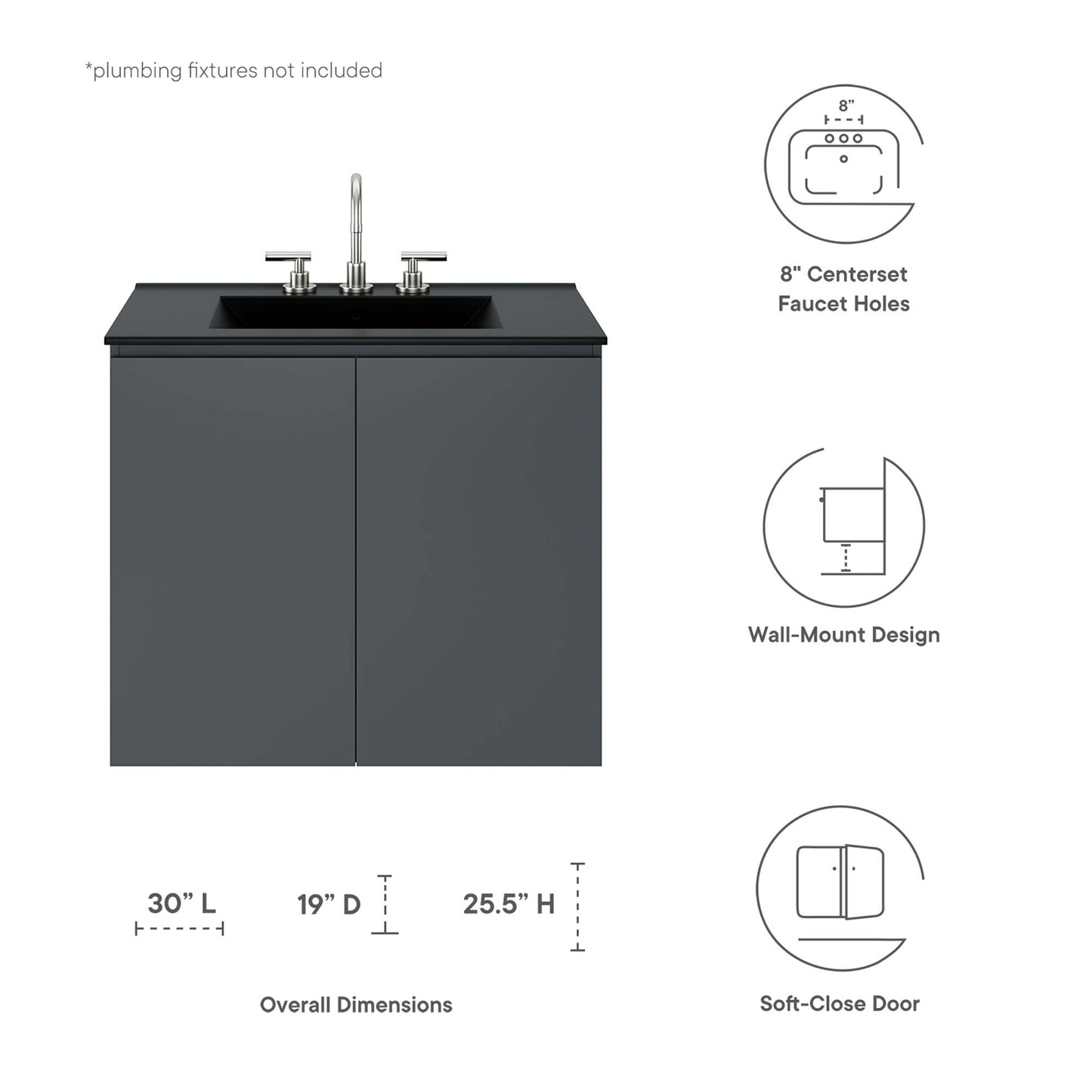 Mueble de baño de pared Bryn de 30" de Modway