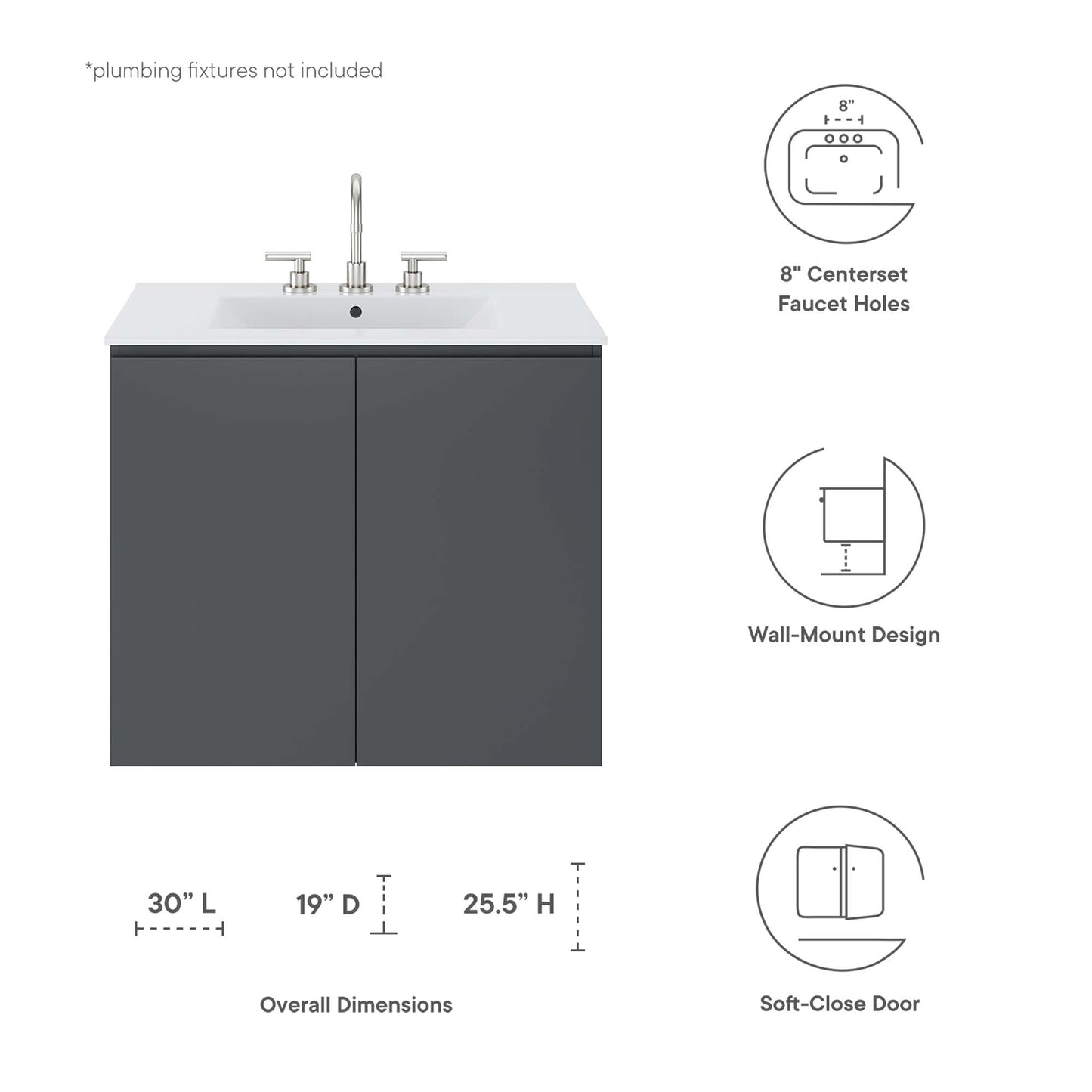 Mueble de baño de pared Bryn de 30" de Modway