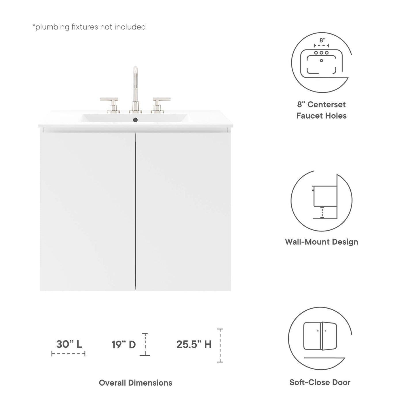 Mueble de baño de pared Bryn de 30" de Modway