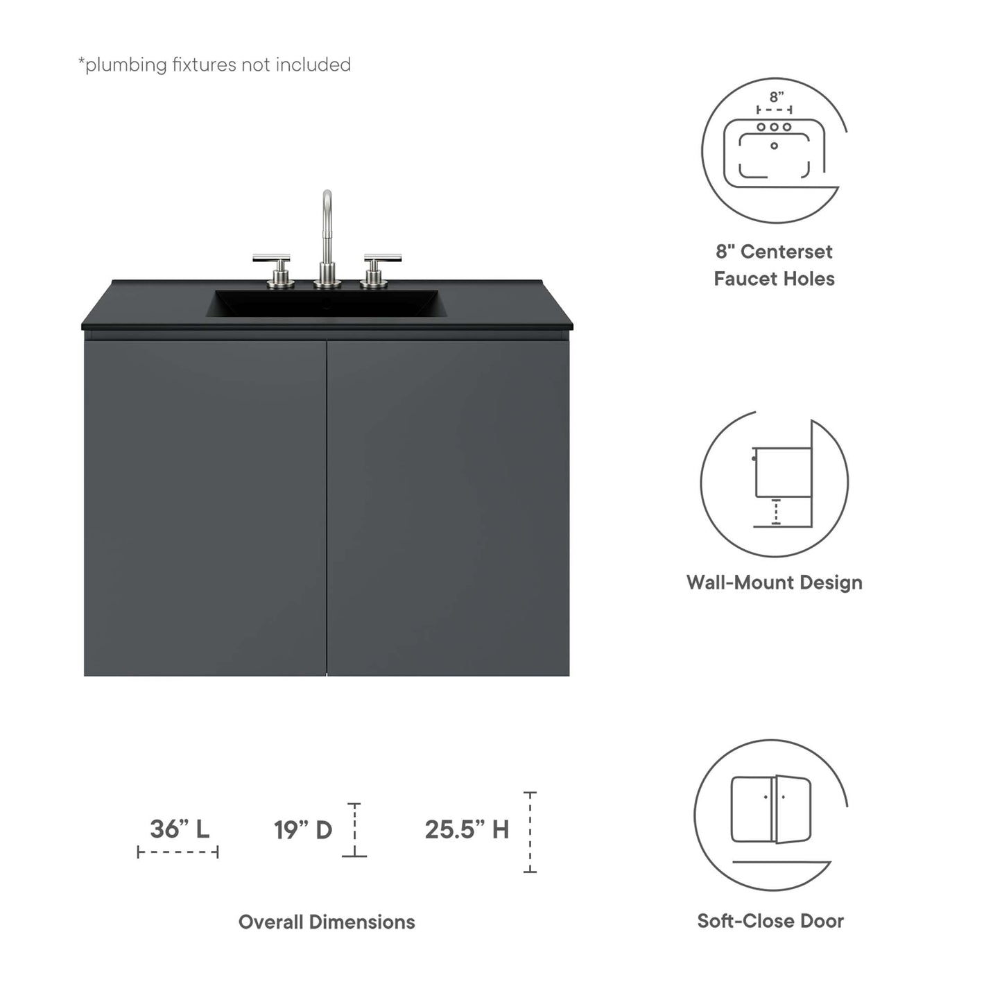 Mueble de baño de pared Bryn de 36" de Modway