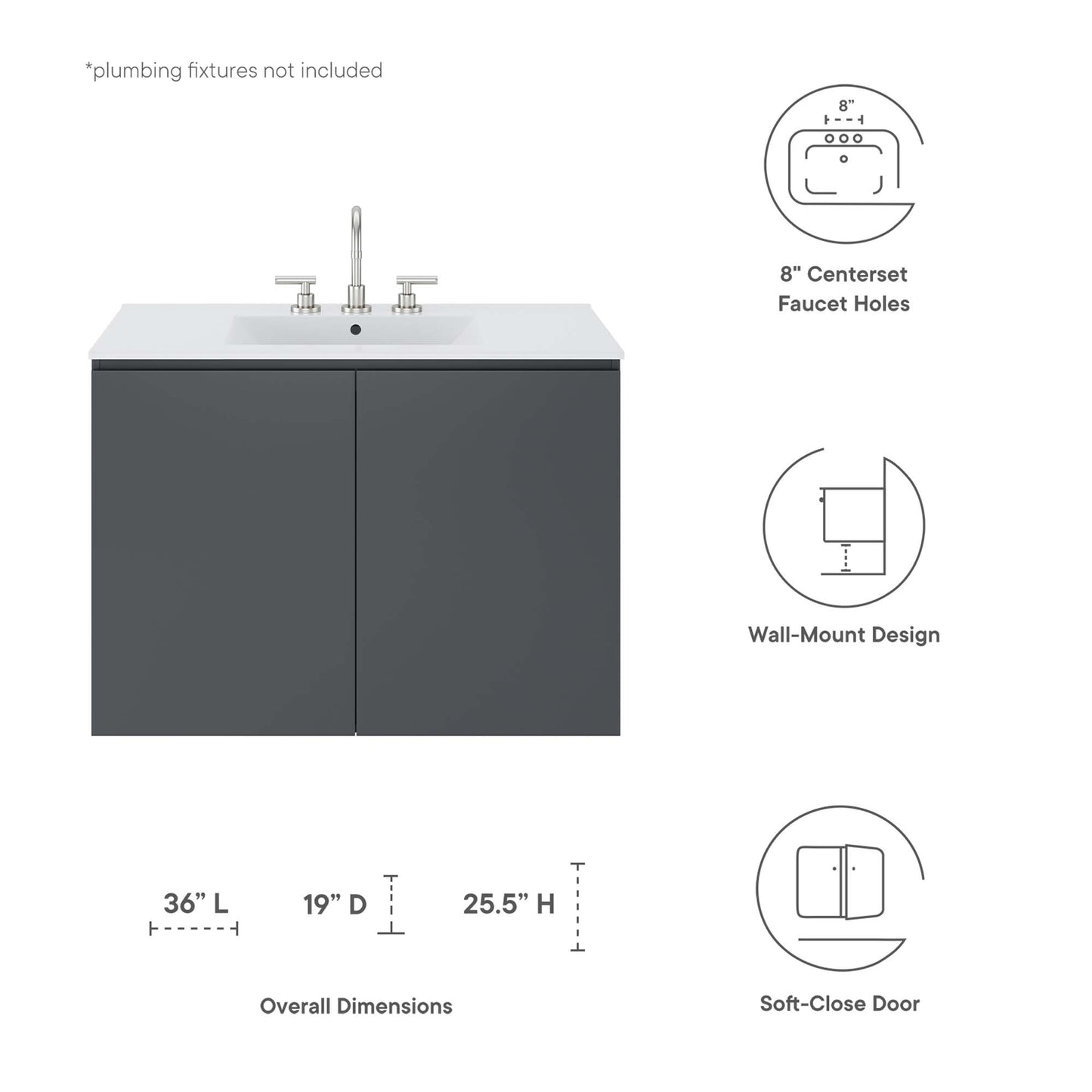 Mueble de baño de pared Bryn de 36" de Modway