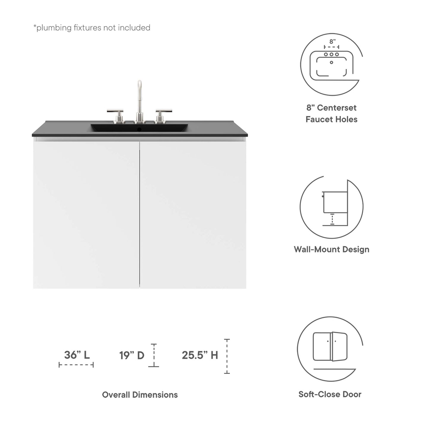 Mueble de baño de pared Bryn de 36" de Modway