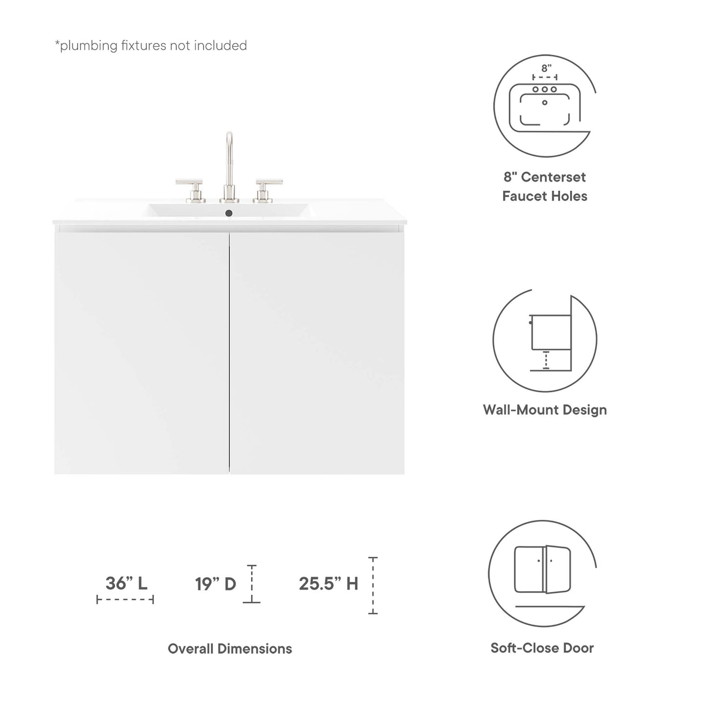 Mueble de baño de pared Bryn de 36" de Modway