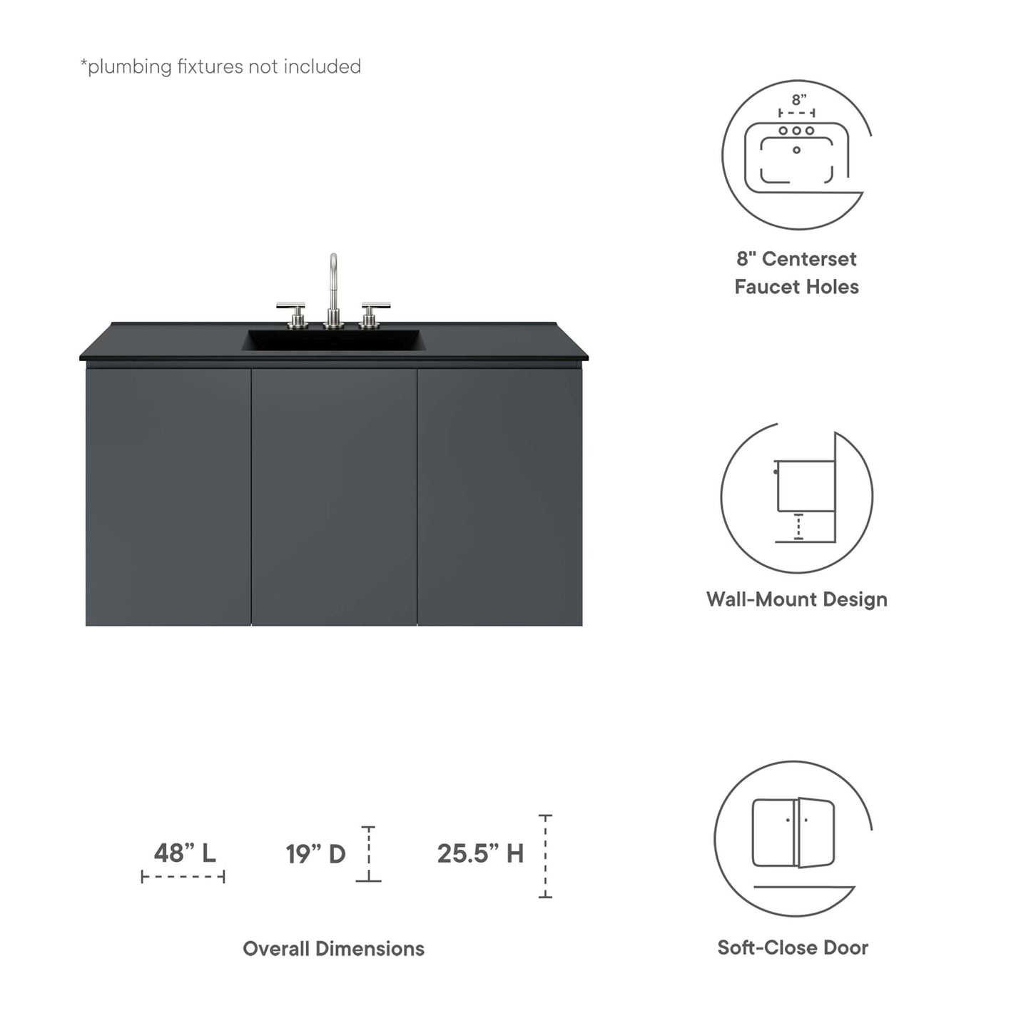 Mueble de baño de pared Bryn de 48" de Modway