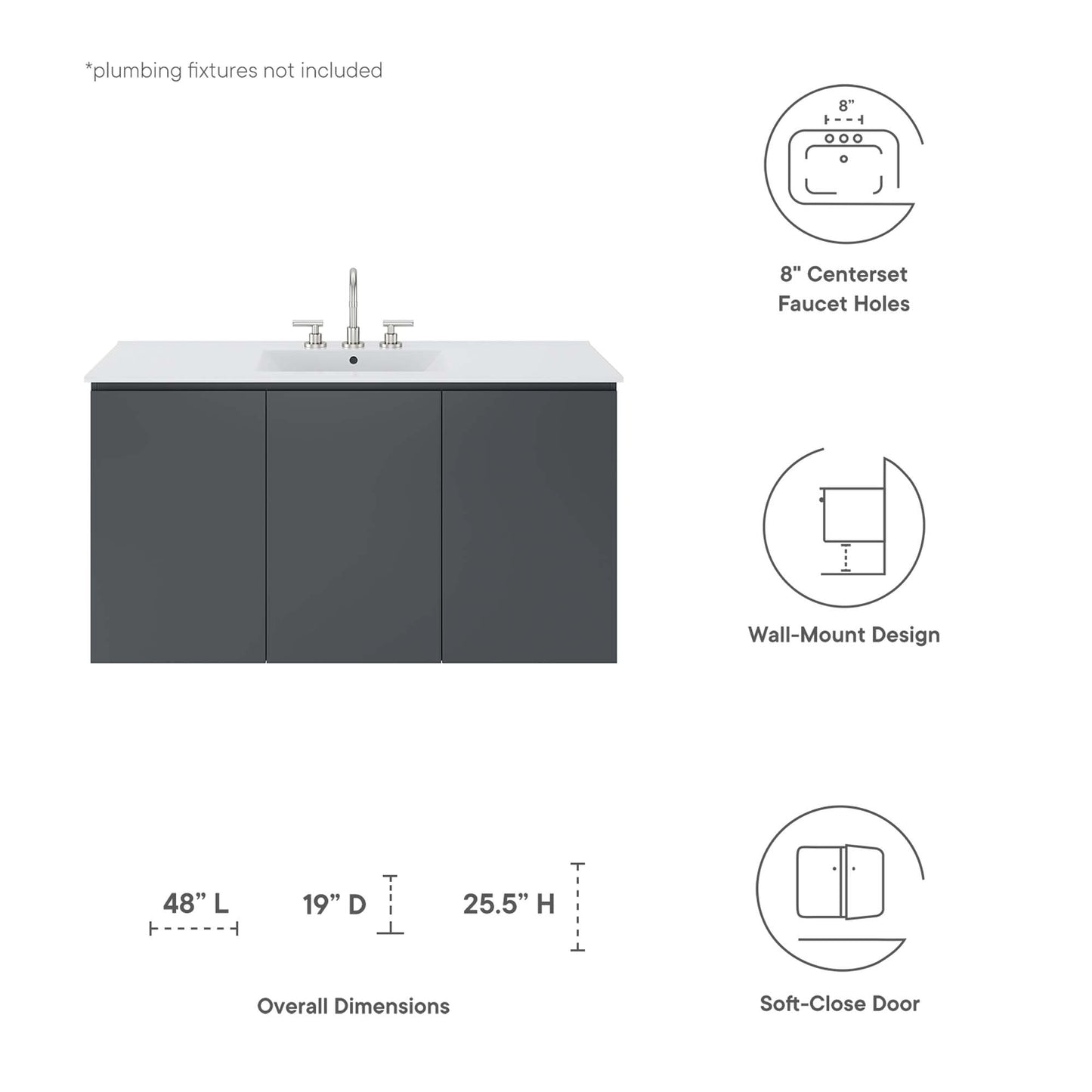 Mueble de baño de pared Bryn de 48" de Modway