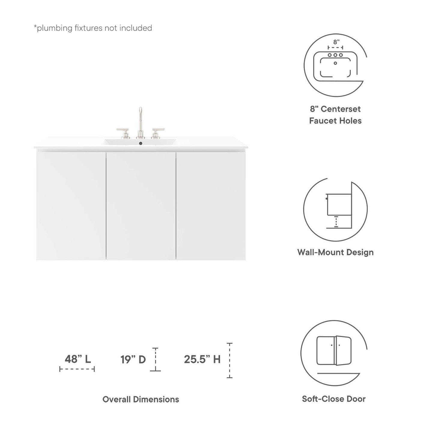 Mueble de baño de pared Bryn de 48" de Modway