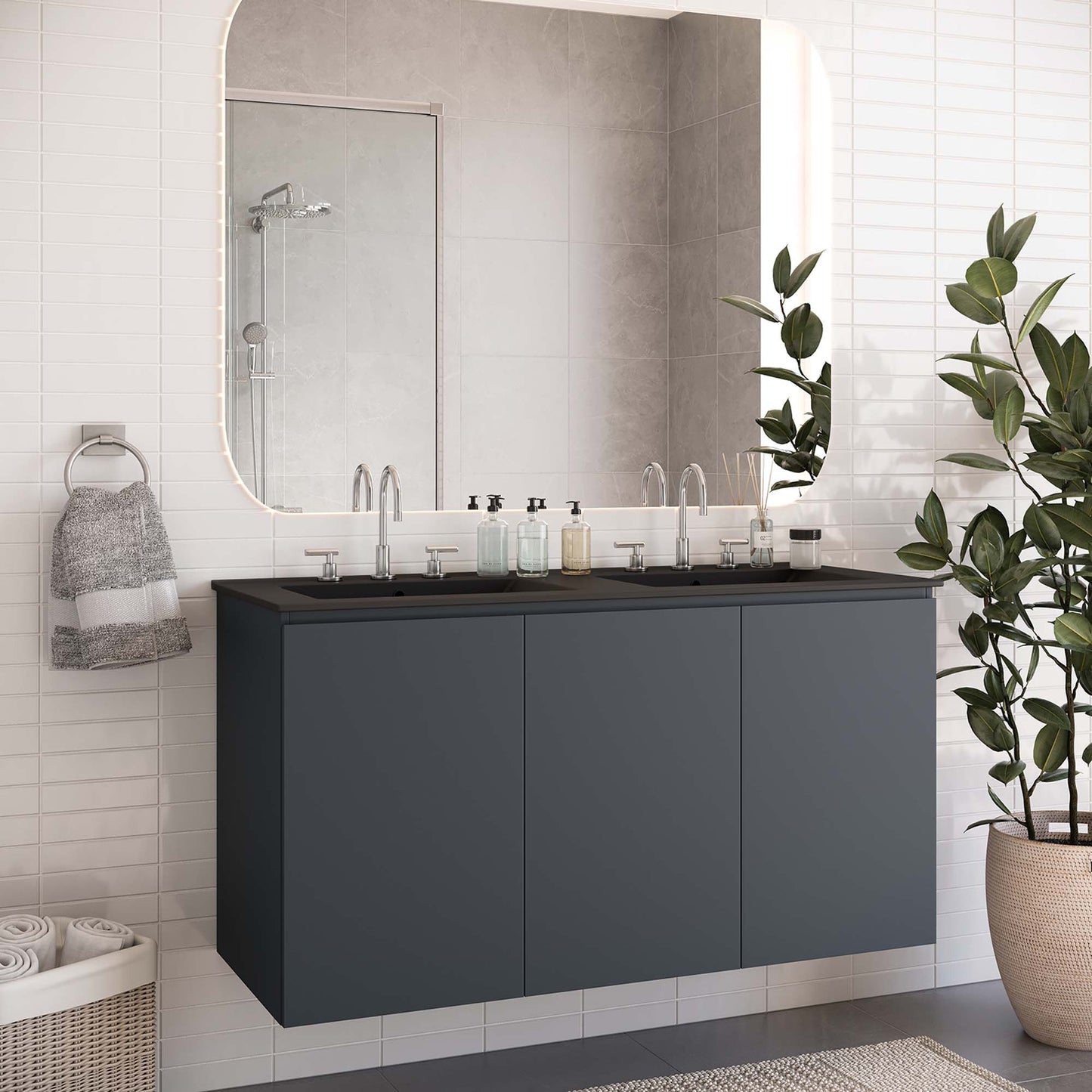 Bryn 48" Wall-Mount Double Sink Bathroom Vanity