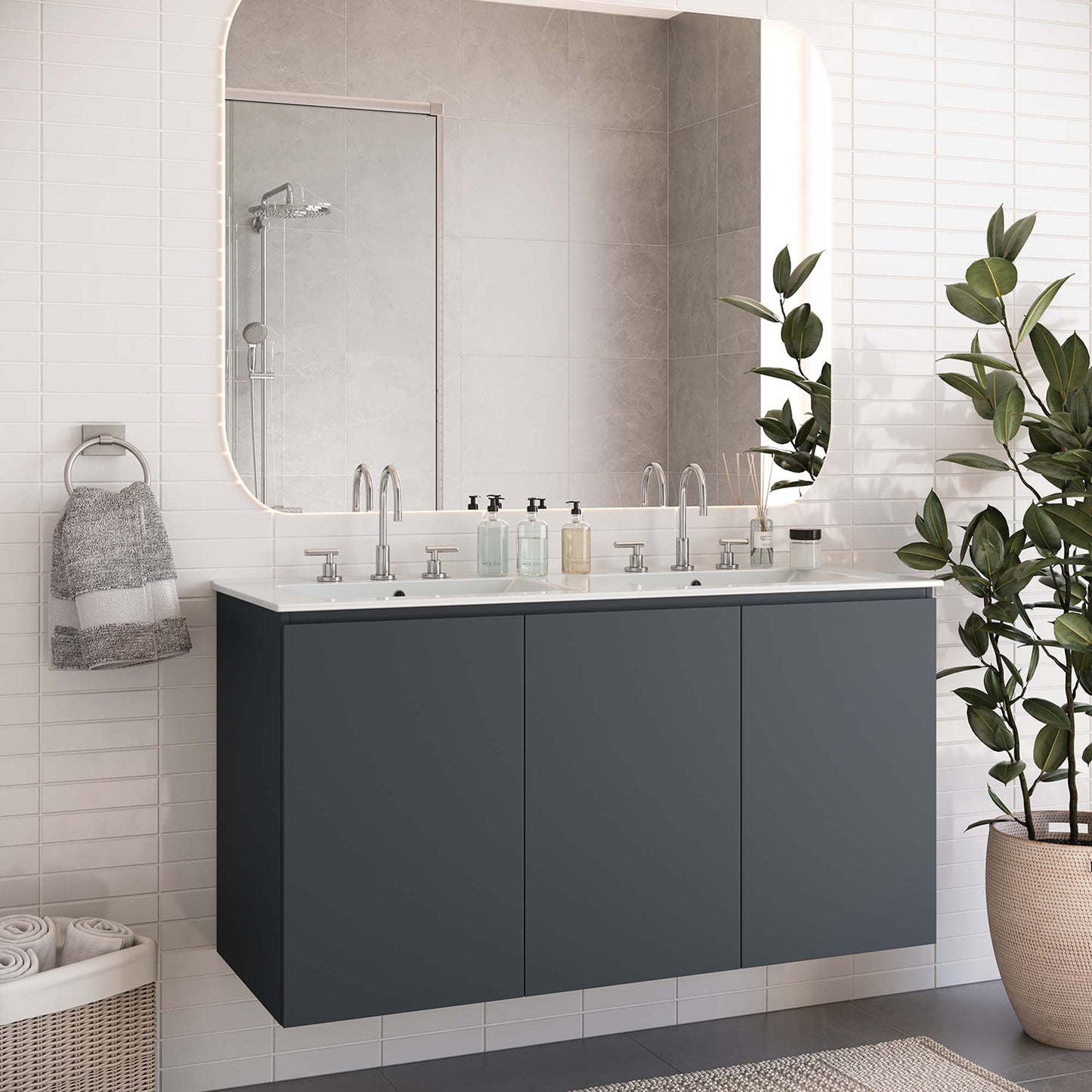 Bryn 48" Wall-Mount Double Sink Bathroom Vanity