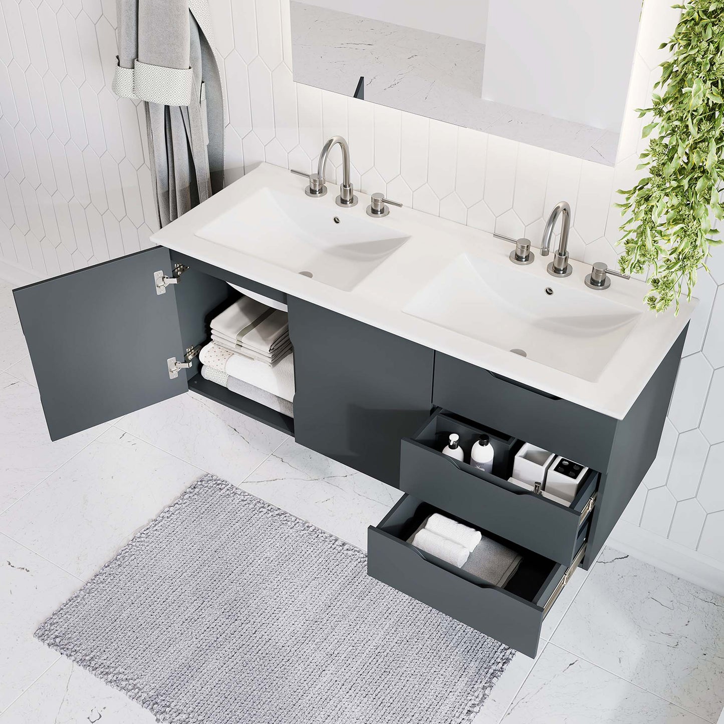 Meuble-lavabo à double vasque Vitality de 48 po par Modway