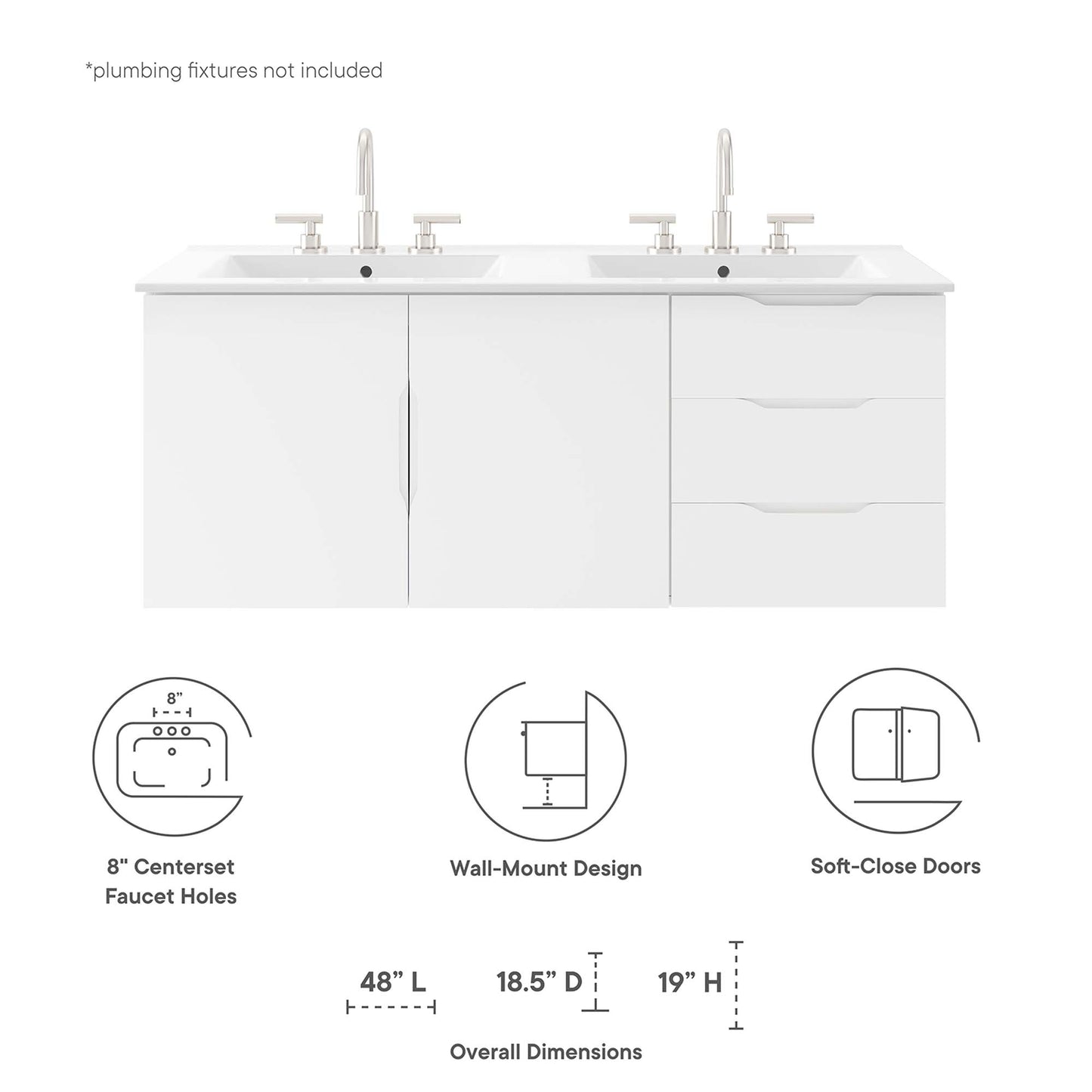 Meuble-lavabo à double vasque Vitality de 48 po par Modway