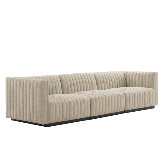 Conjure Channel Tufted Upholstered Fabric Sofa