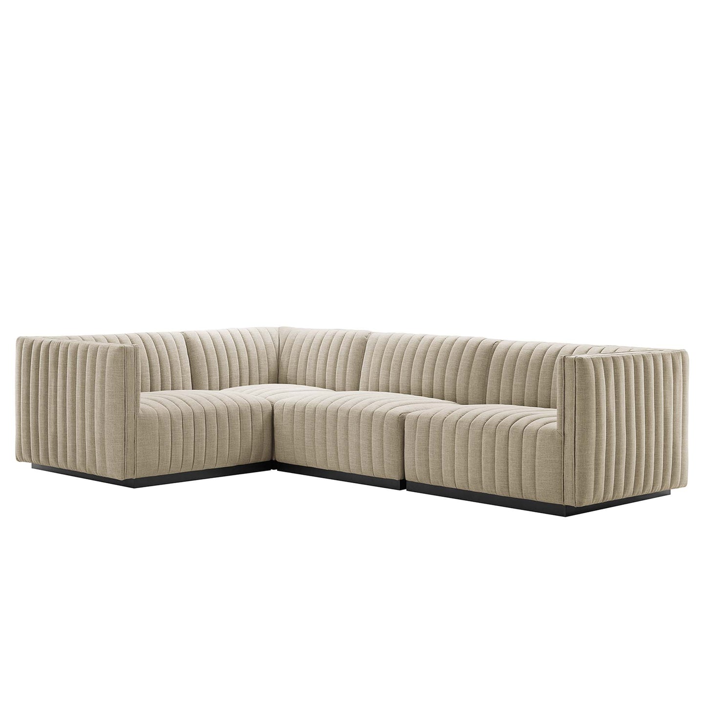 Conjure 4-Piece Channel Tufted Upholstered Fabric L-Shaped Sectional