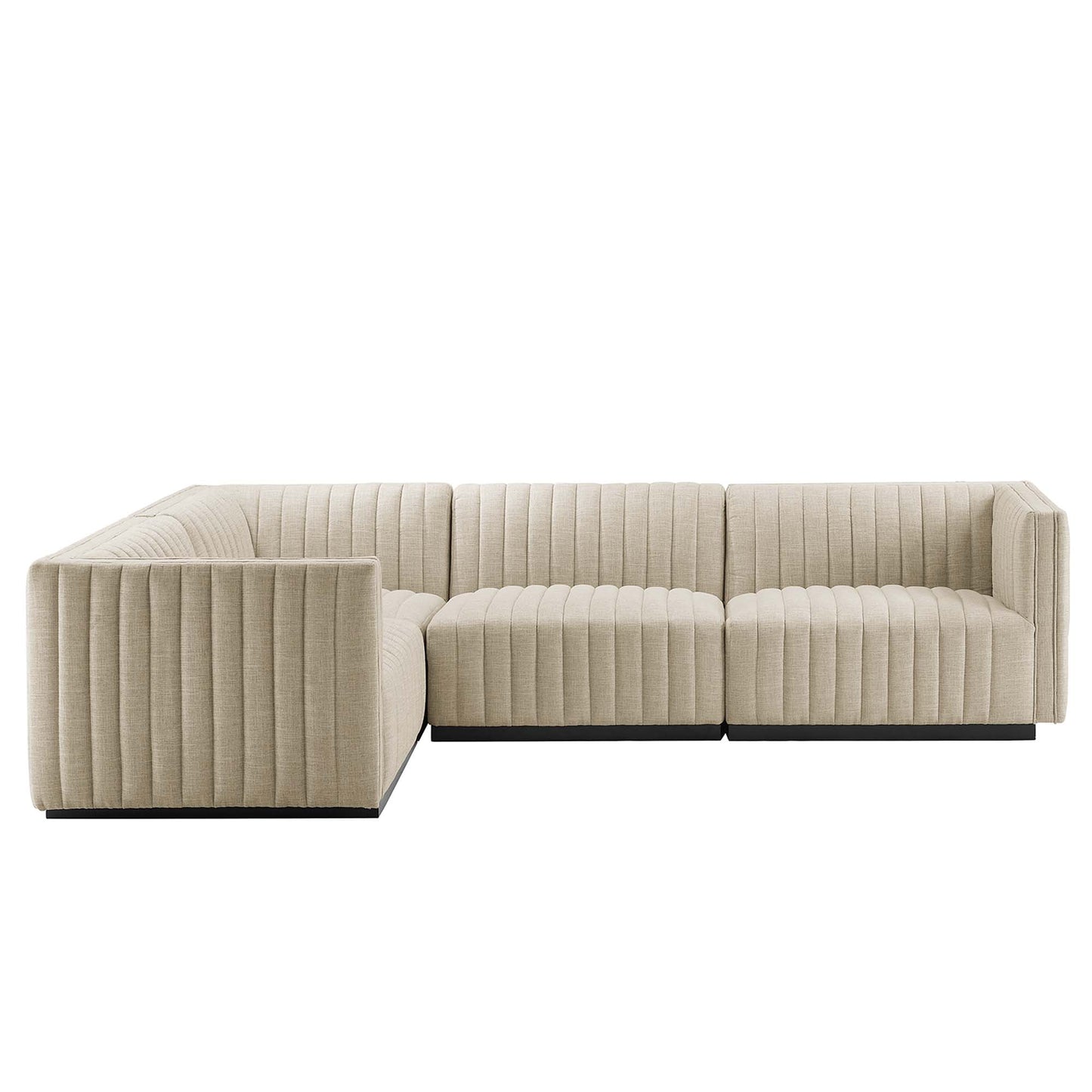 Conjure 4-Piece Channel Tufted Upholstered Fabric L-Shaped Sectional