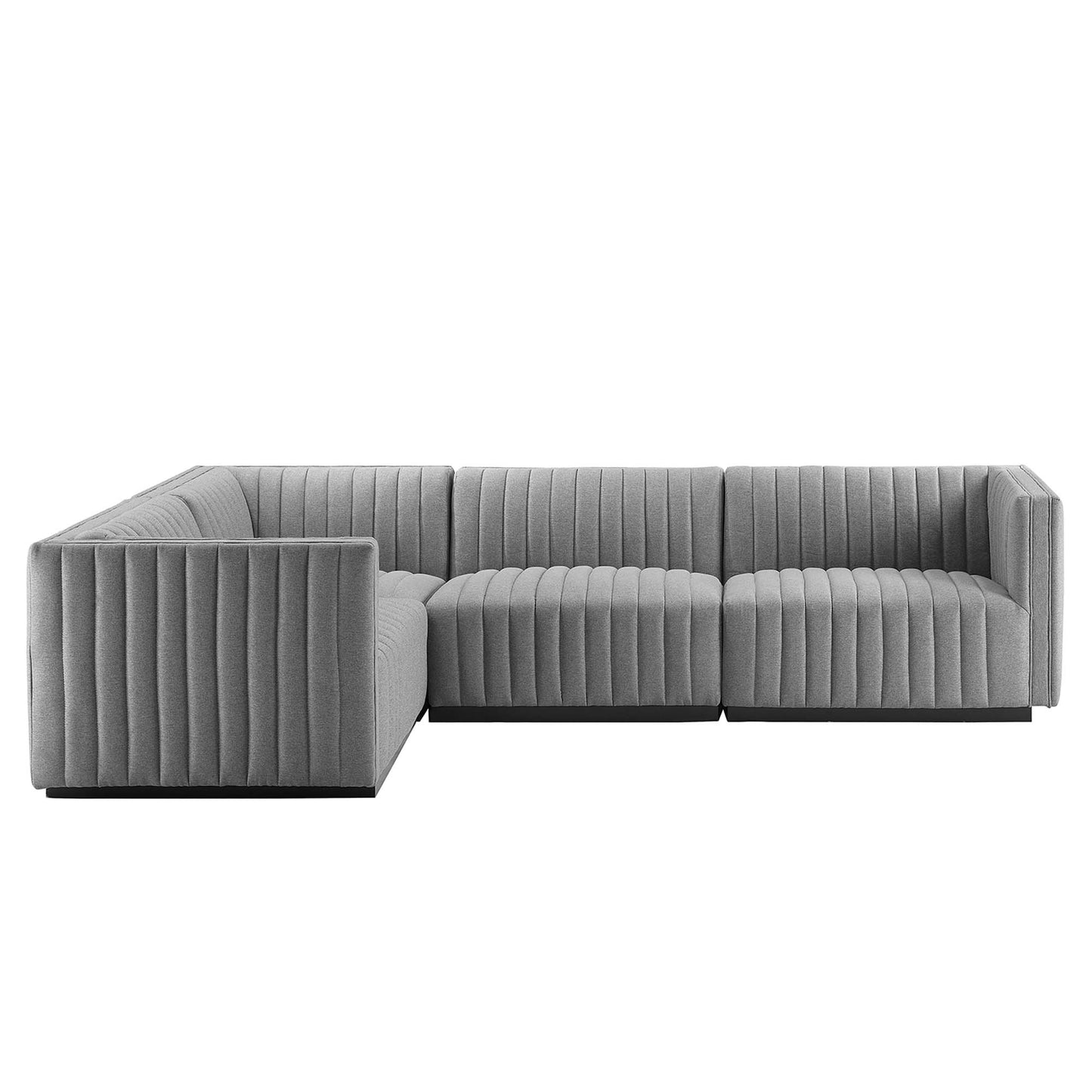 Conjure 4-Piece Channel Tufted Upholstered Fabric L-Shaped Sectional