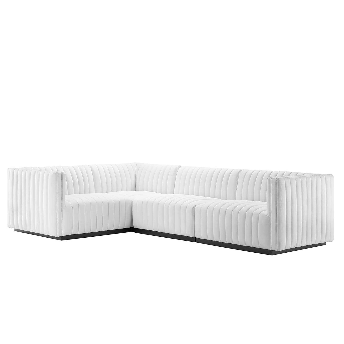 Conjure 4-Piece Channel Tufted Upholstered Fabric L-Shaped Sectional