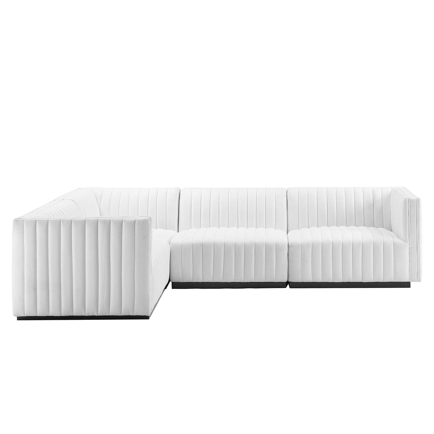 Conjure 4-Piece Channel Tufted Upholstered Fabric L-Shaped Sectional