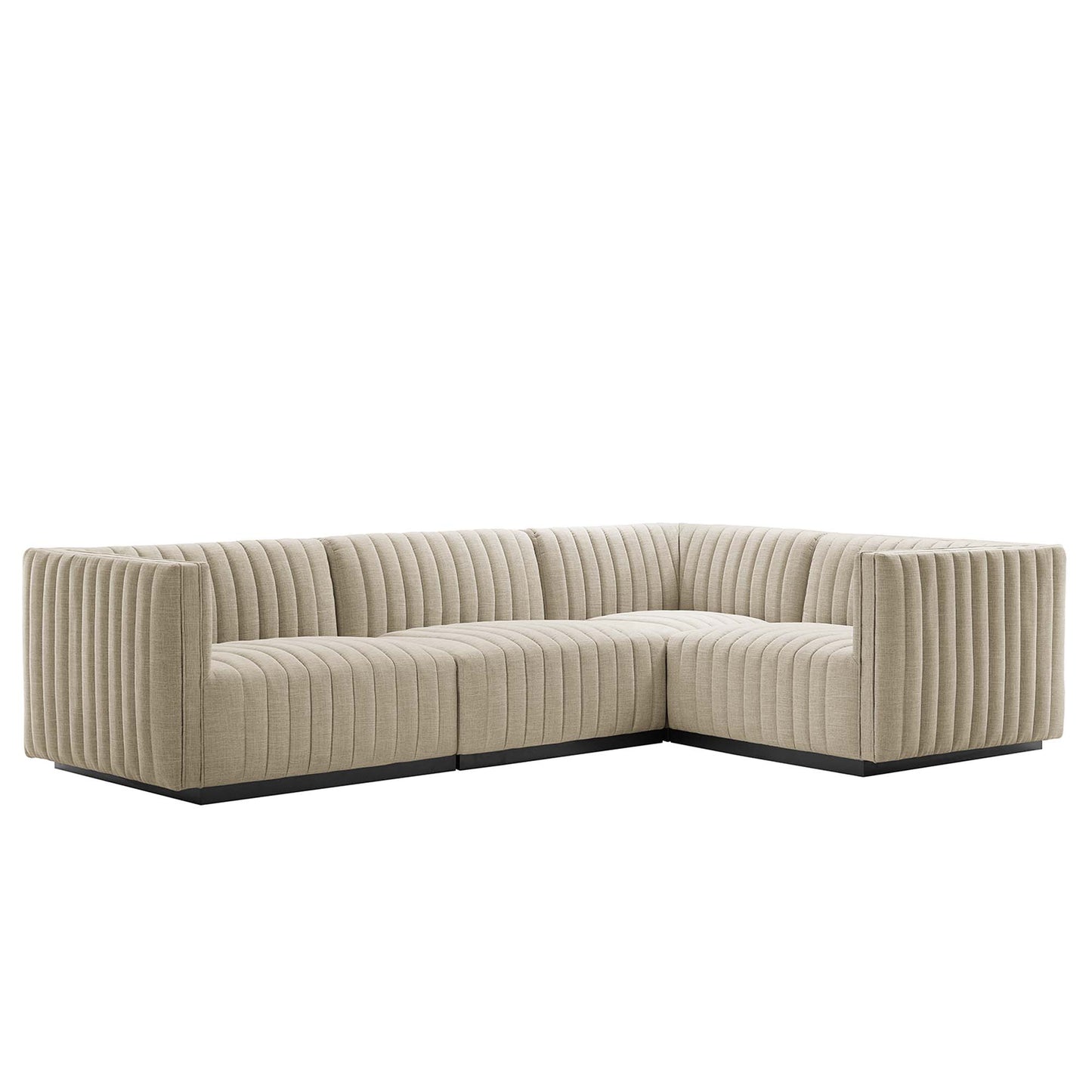 Conjure 4-Piece Channel Tufted Upholstered Fabric L-Shaped Sectional