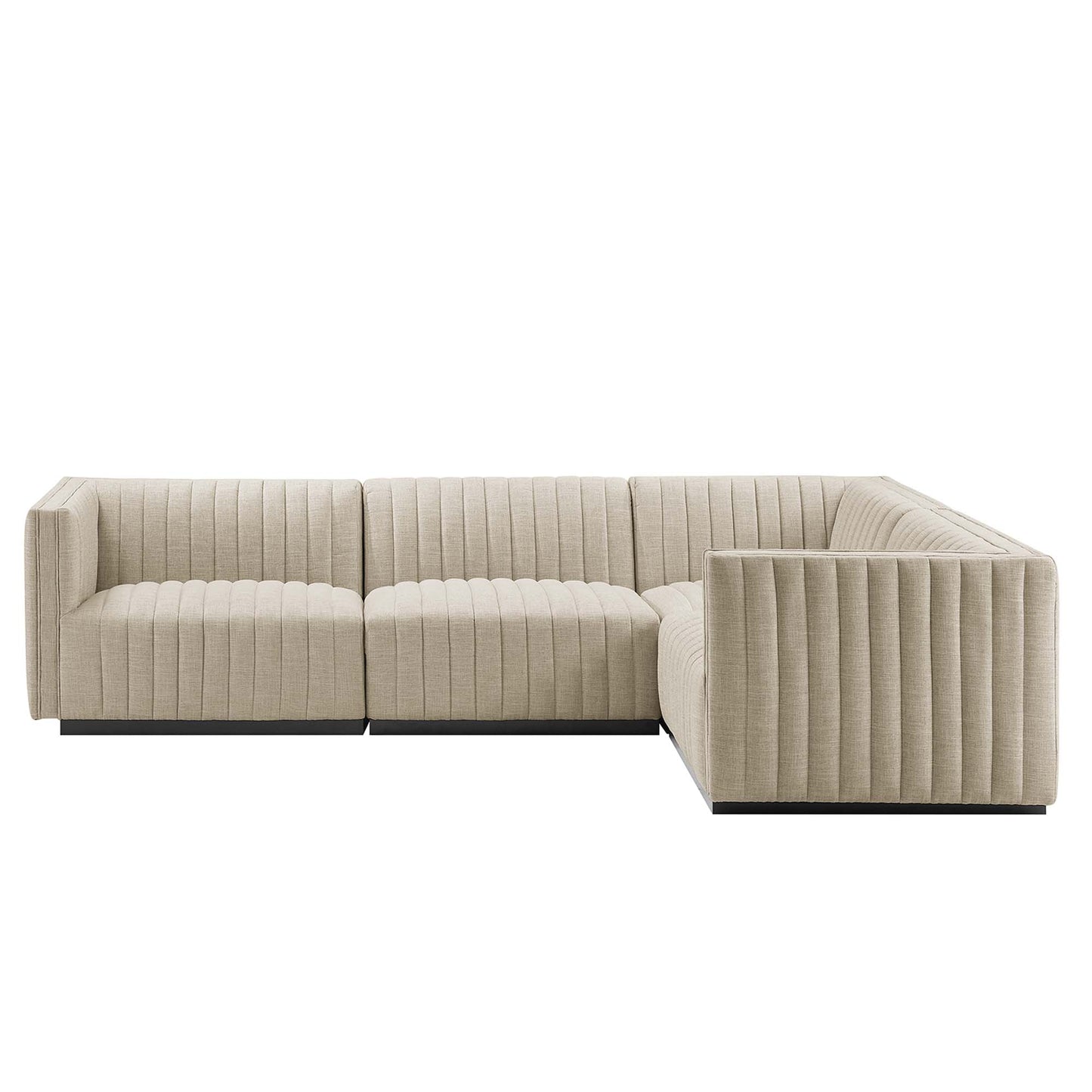 Conjure 4-Piece Channel Tufted Upholstered Fabric L-Shaped Sectional