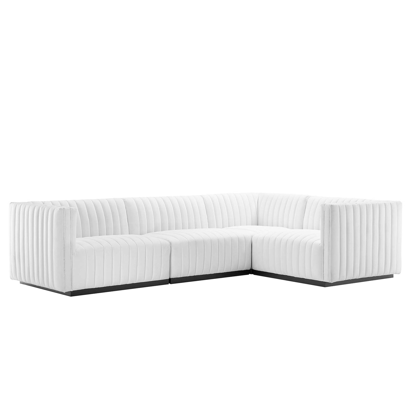 Conjure 4-Piece Channel Tufted Upholstered Fabric L-Shaped Sectional