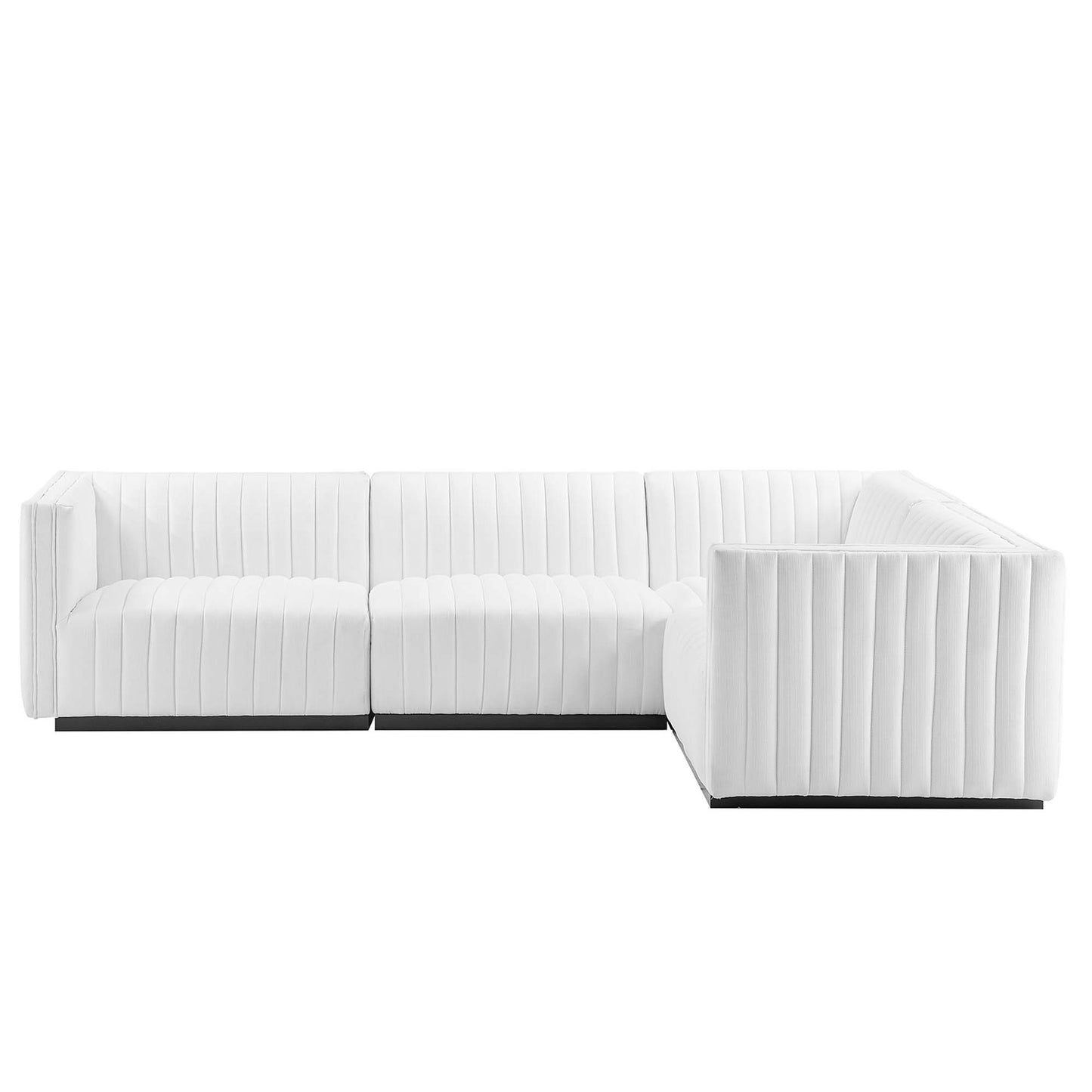 Conjure 4-Piece Channel Tufted Upholstered Fabric L-Shaped Sectional